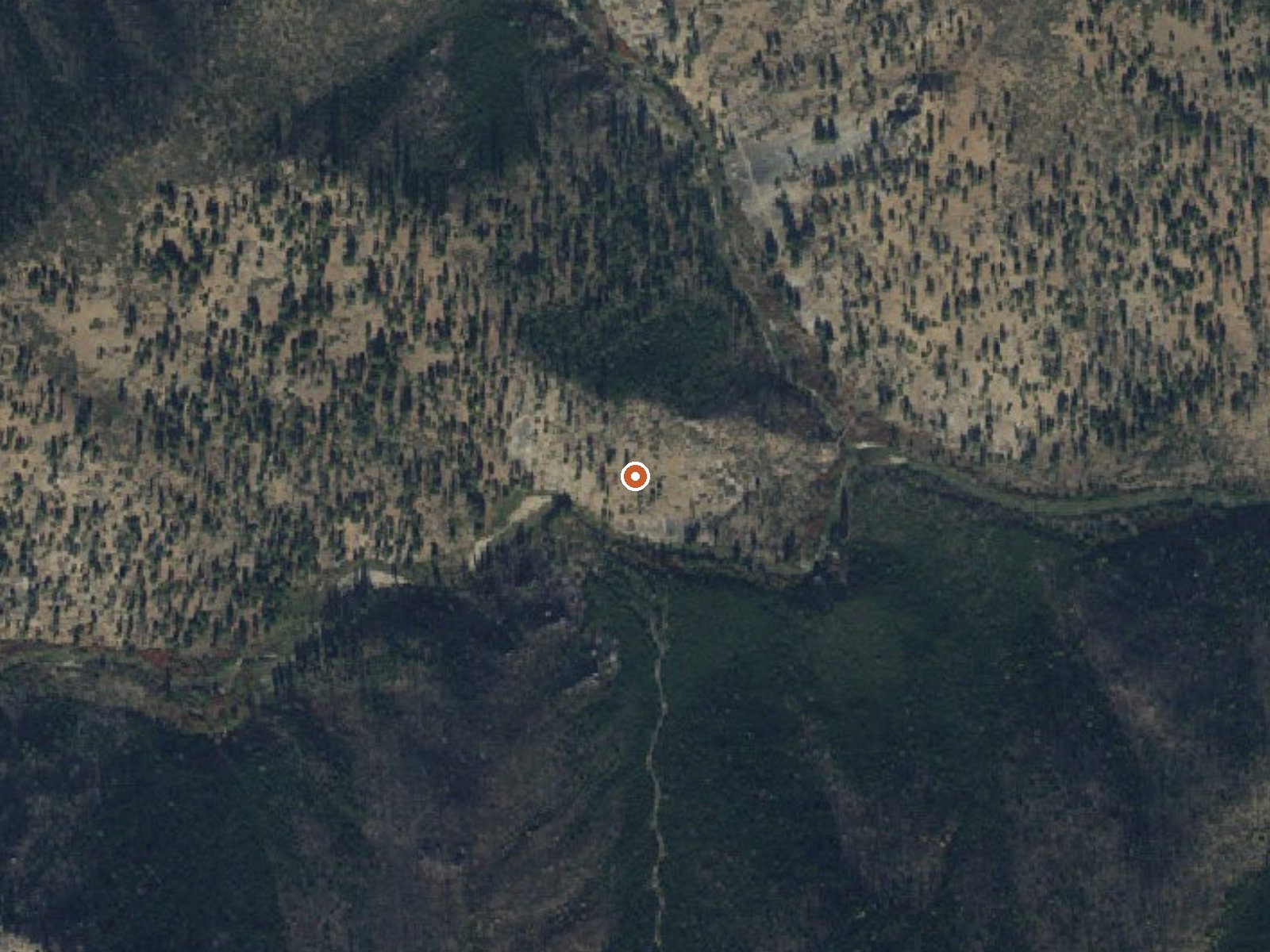 Aerial view of the ground around Pistol Creek Hot Springs