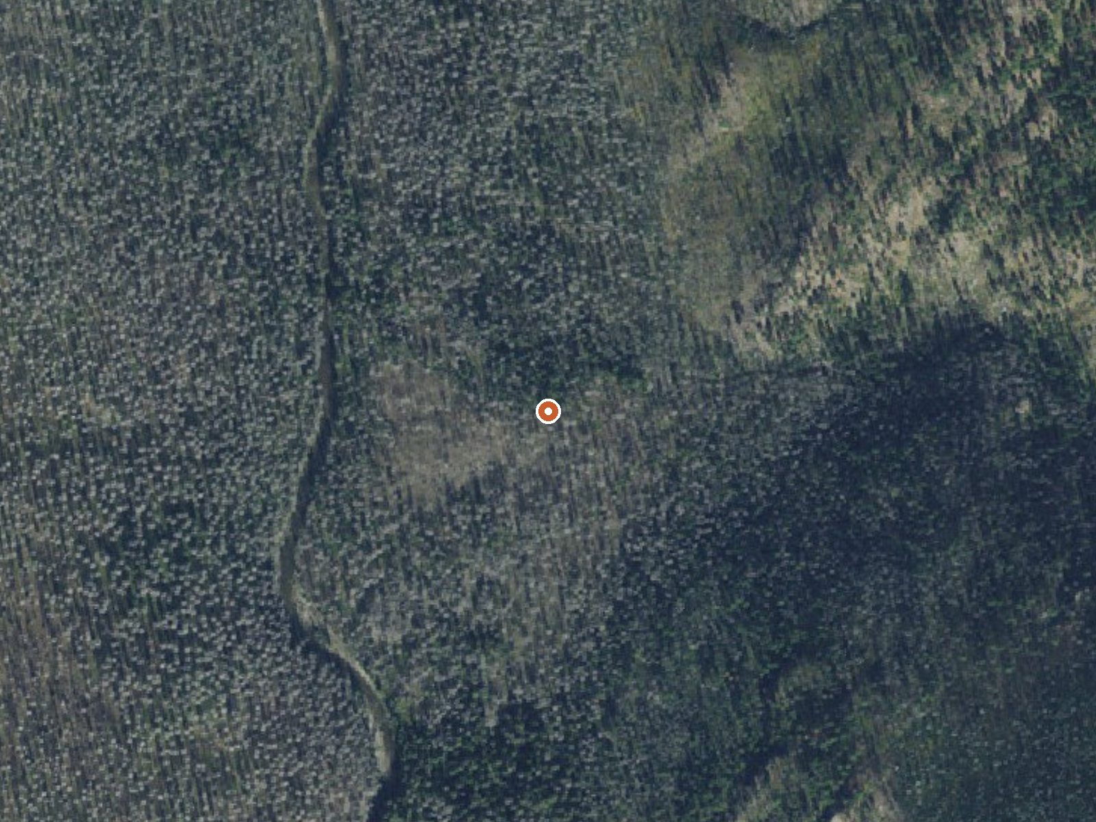Aerial view of the ground around Prospector Hot Springs