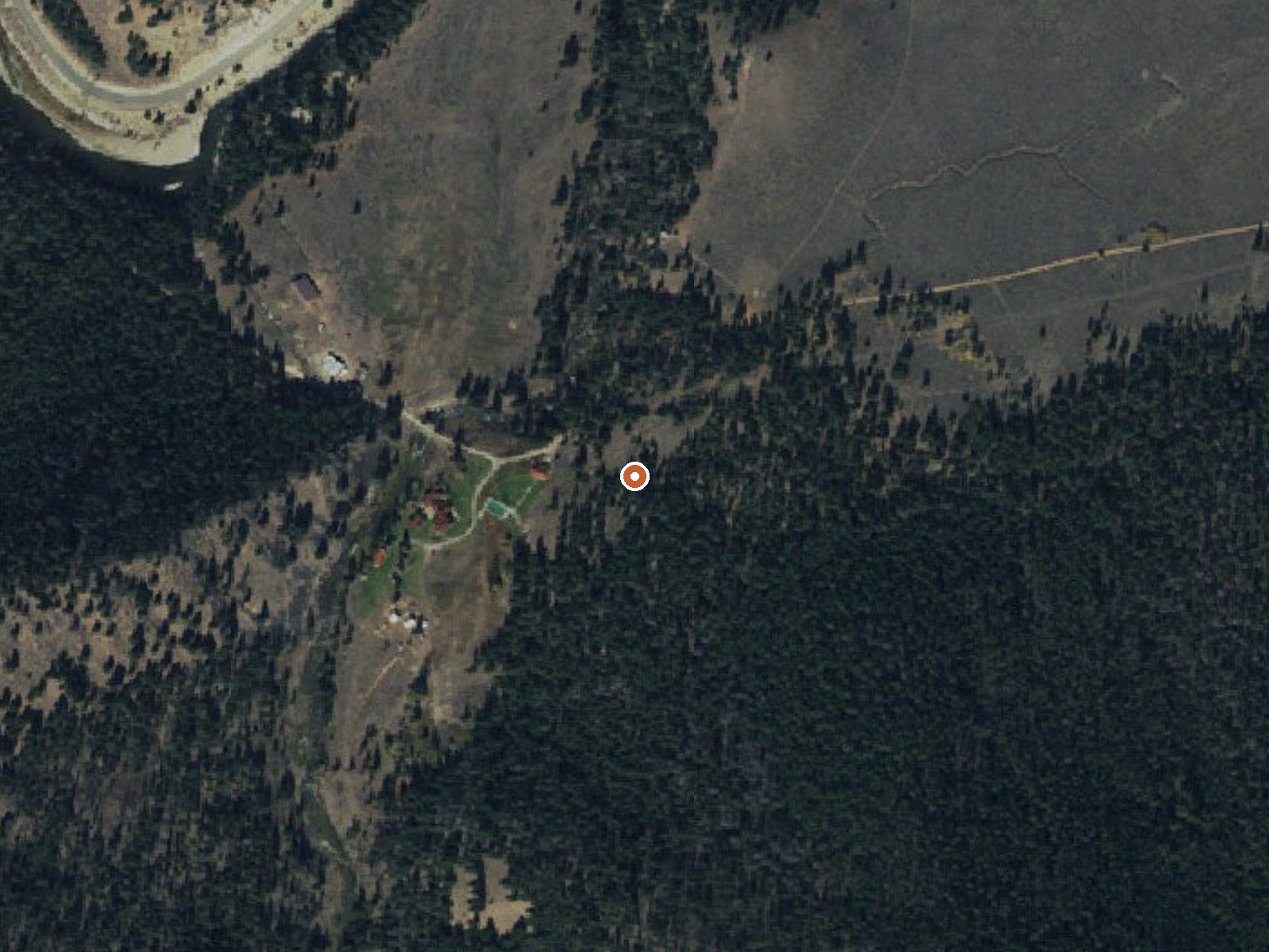 Aerial view of the ground around Robinson Bar Hot Springs