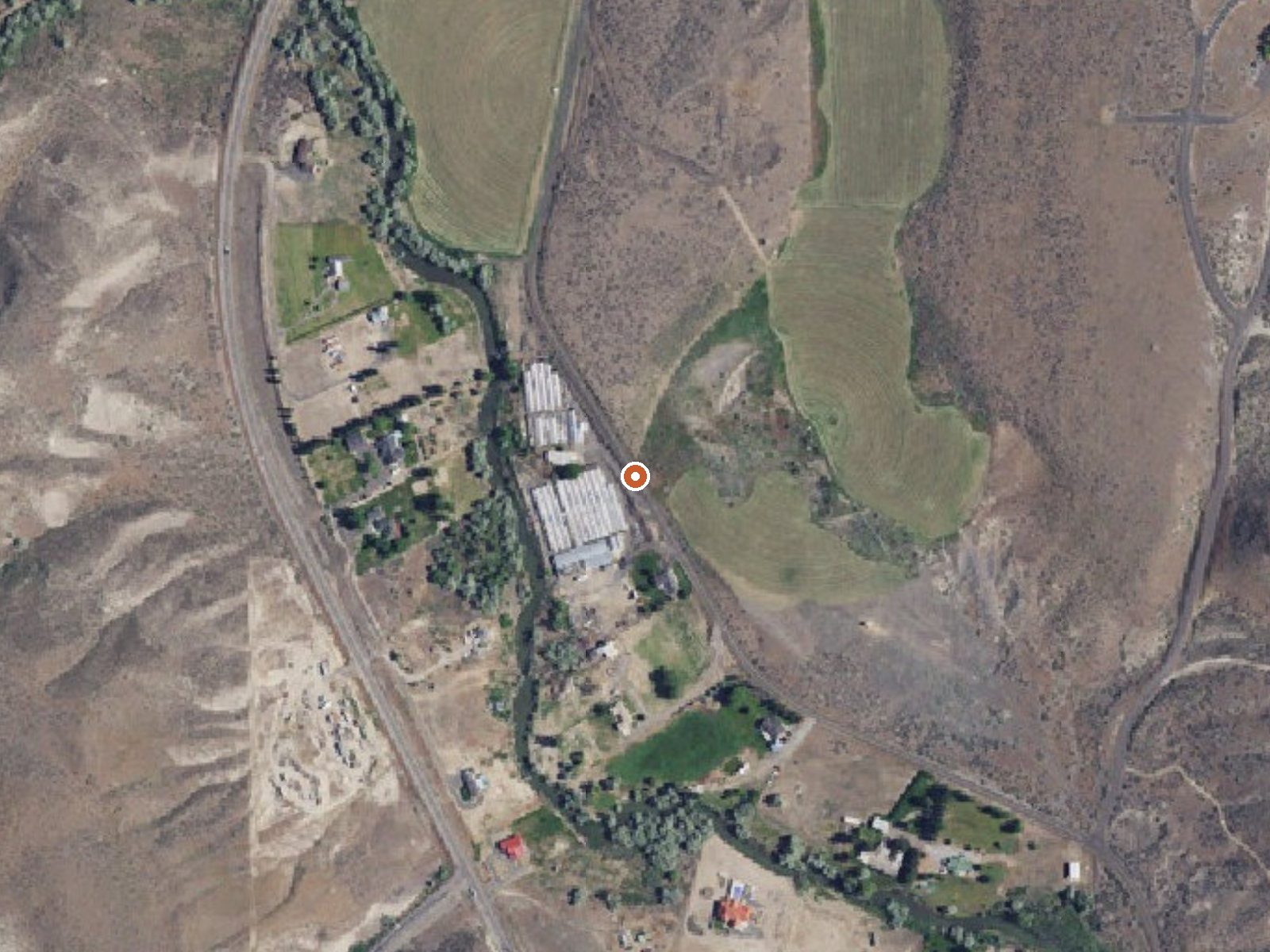 Aerial view of the ground around Salmon Falls Hot Spring