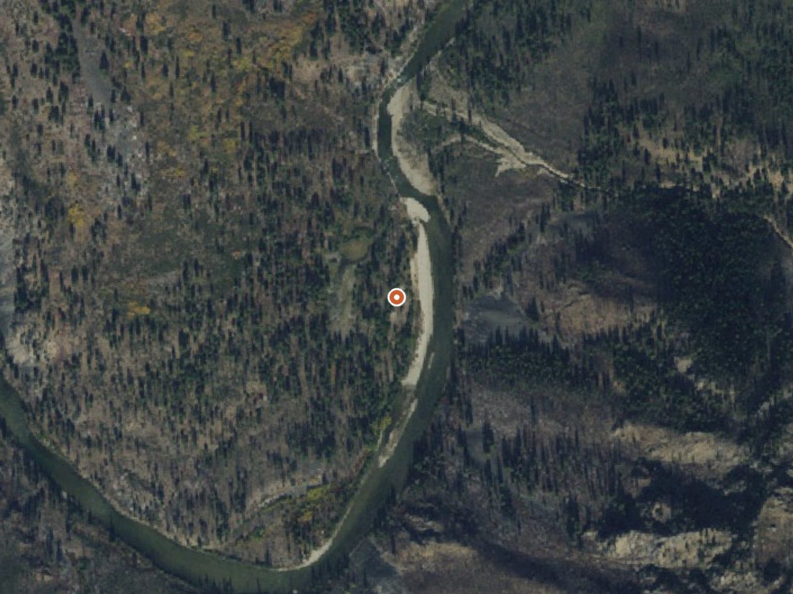 Aerial view of the ground around Sheepeater Hot Springs