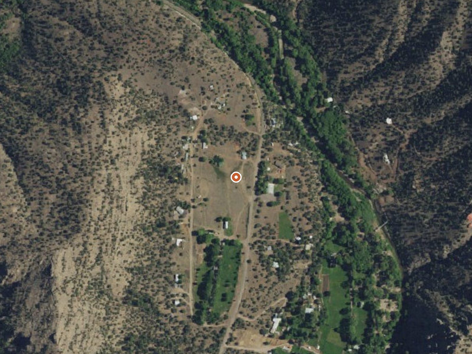 Aerial view of the ground around Gila Hot Springs
