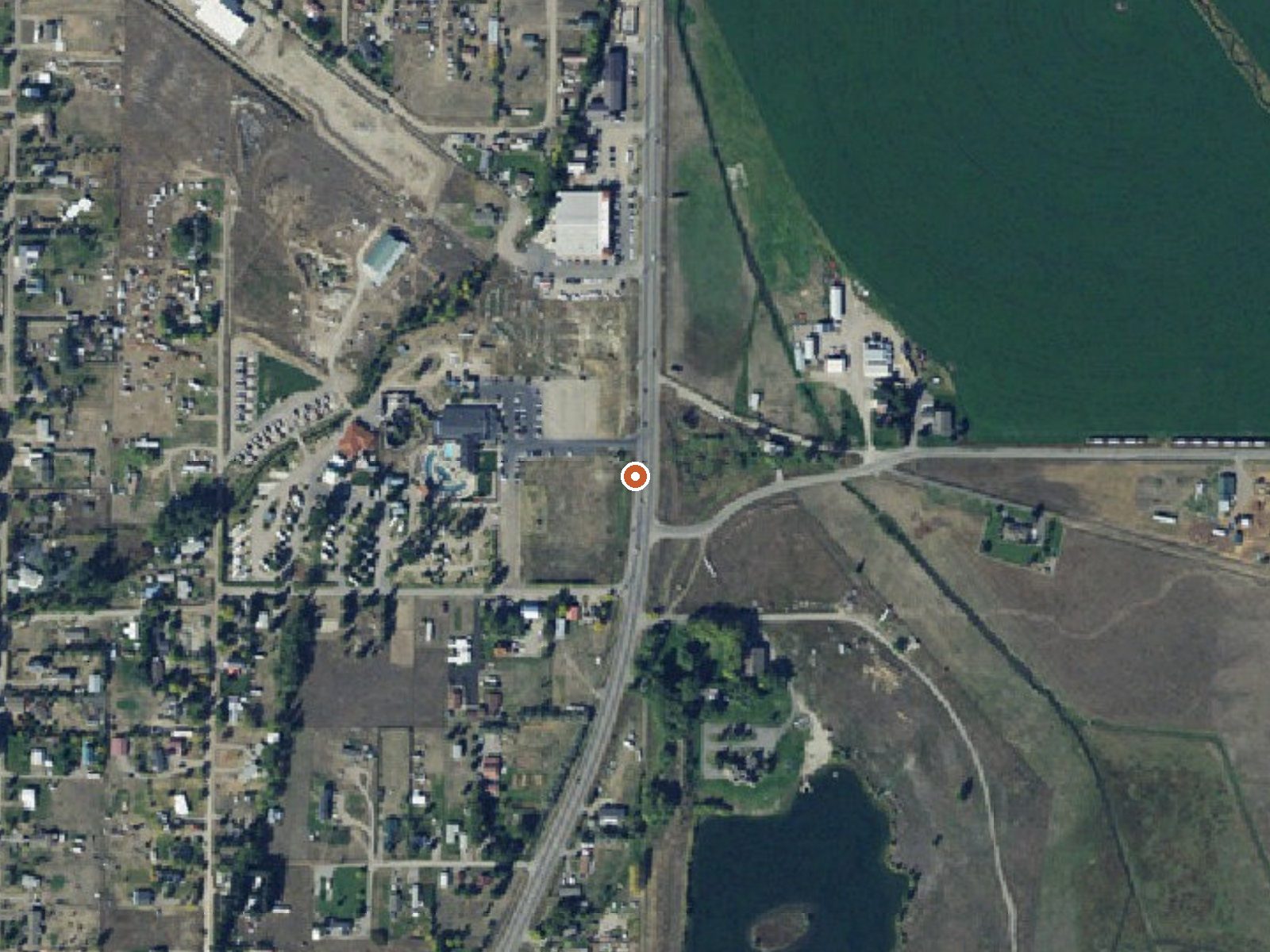 Aerial view of the ground around Bozeman Hot Springs