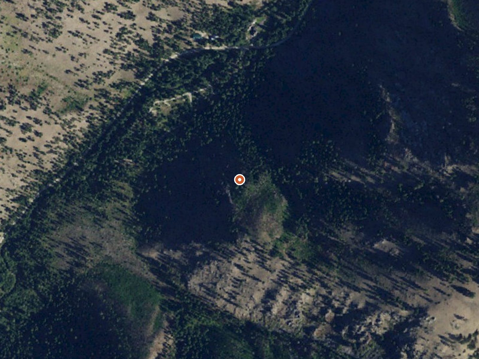 Aerial view of the ground around Medicine Hot Springs
