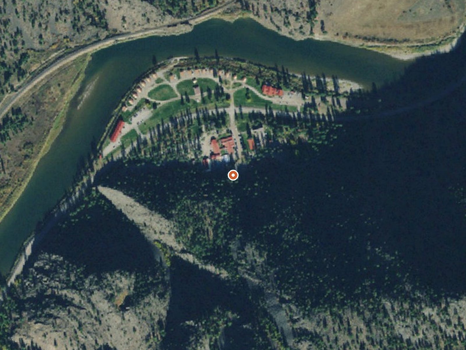 Aerial view of the ground around Quinns Hot Springs