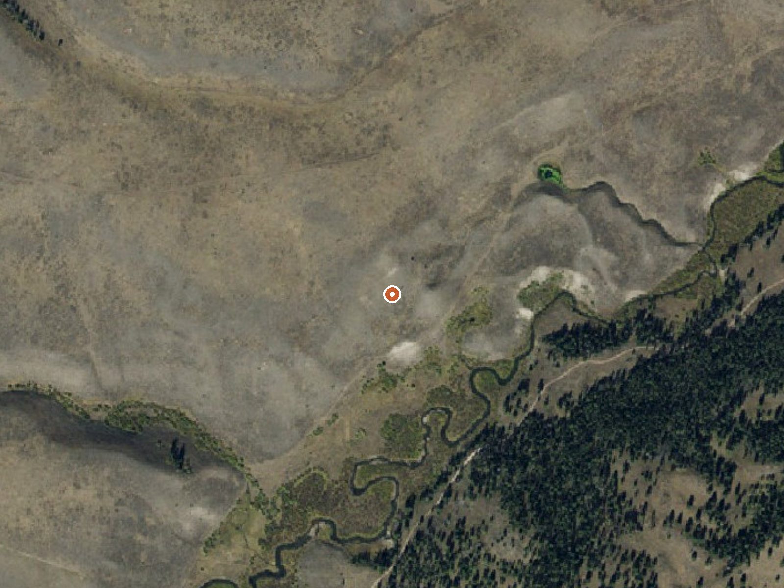 Aerial view of the ground around West Fork Swimming Hole