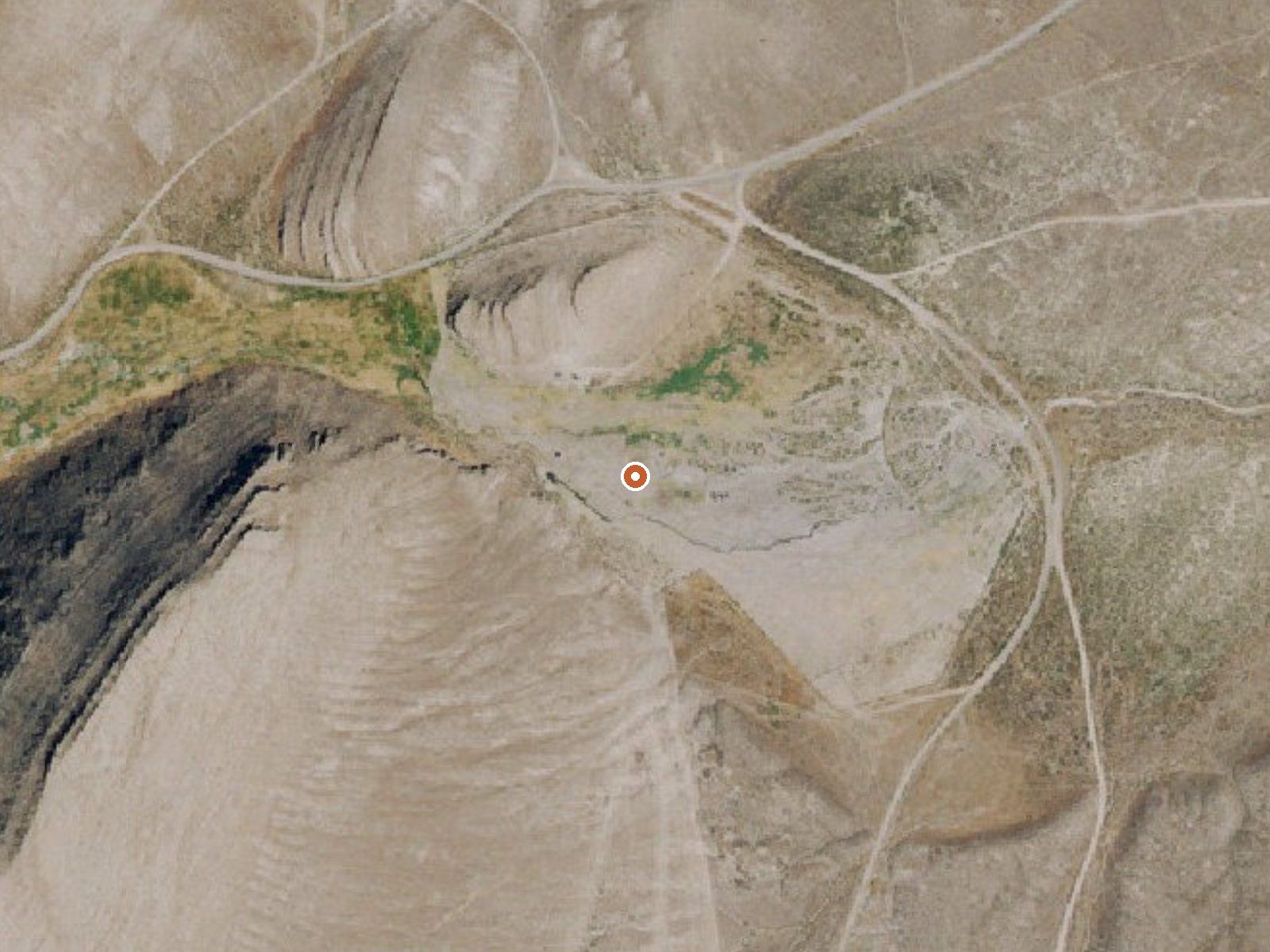 Aerial view of the ground around Chillis Hot Spring