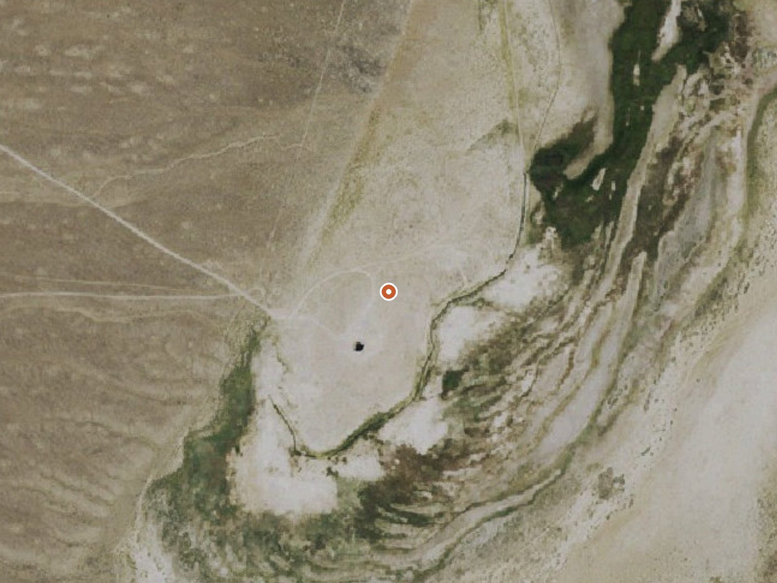 Aerial view of the ground around Dianas Punch Bowl