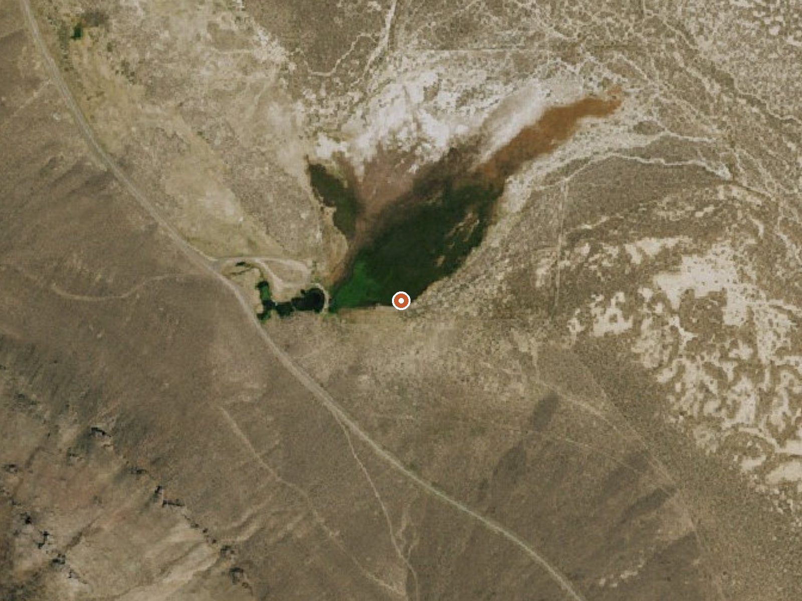 Aerial view of the ground around Dyke Hot Springs