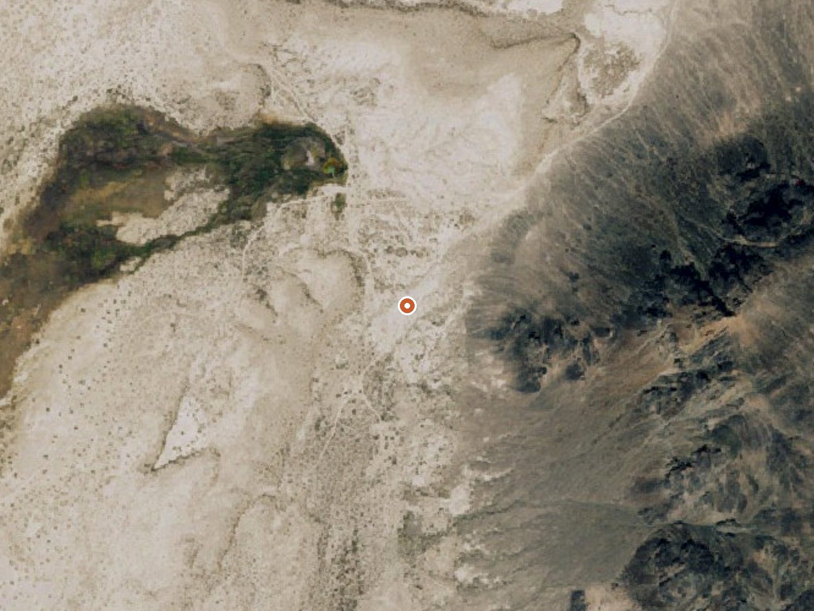 Aerial view of the ground around Black Rock Hot Spring