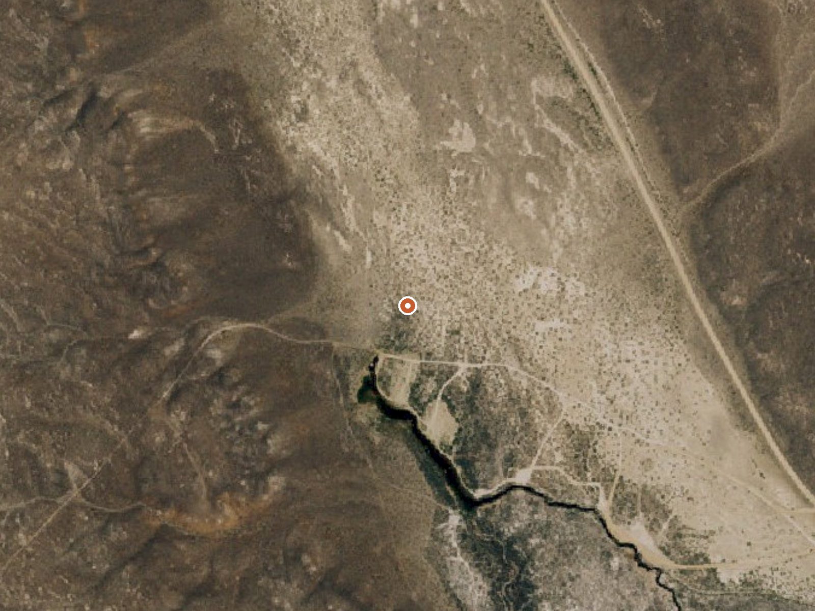 Aerial view of the ground around Bog Hot Springs