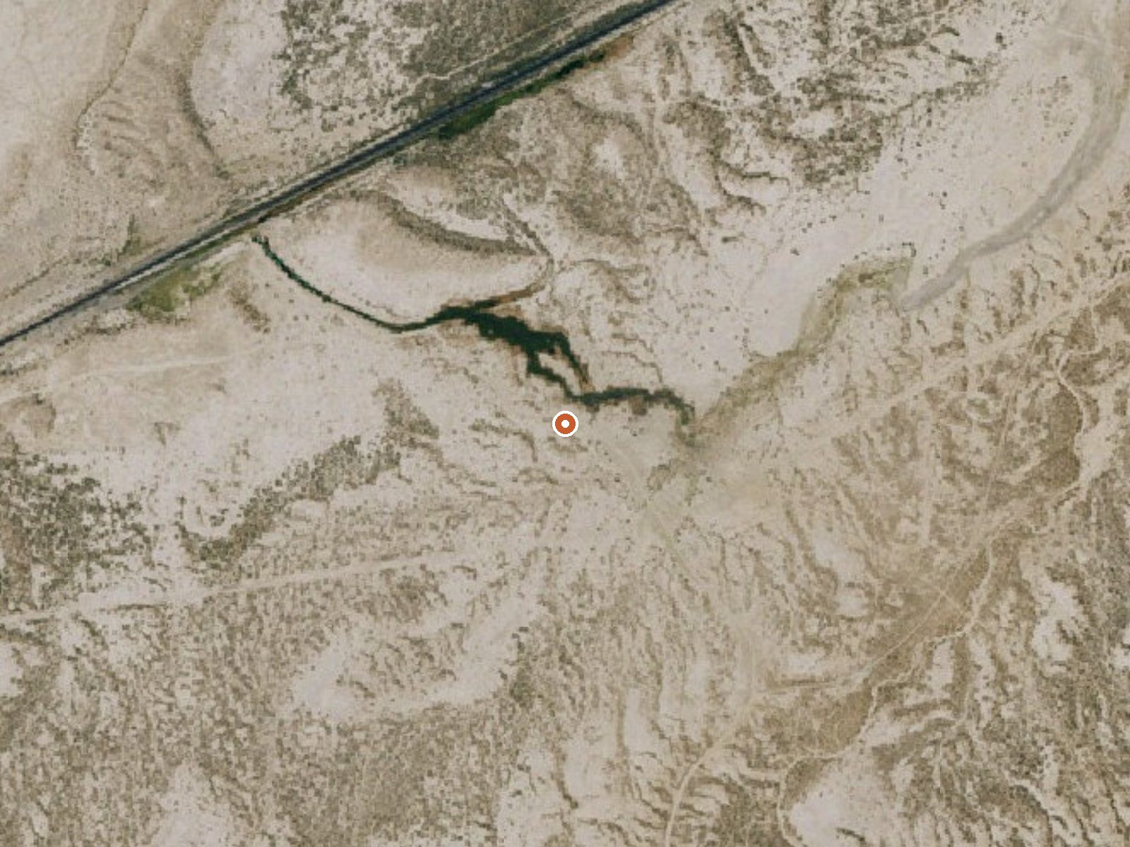 Aerial view of the ground around Butte Springs (Trego Hot Springs)