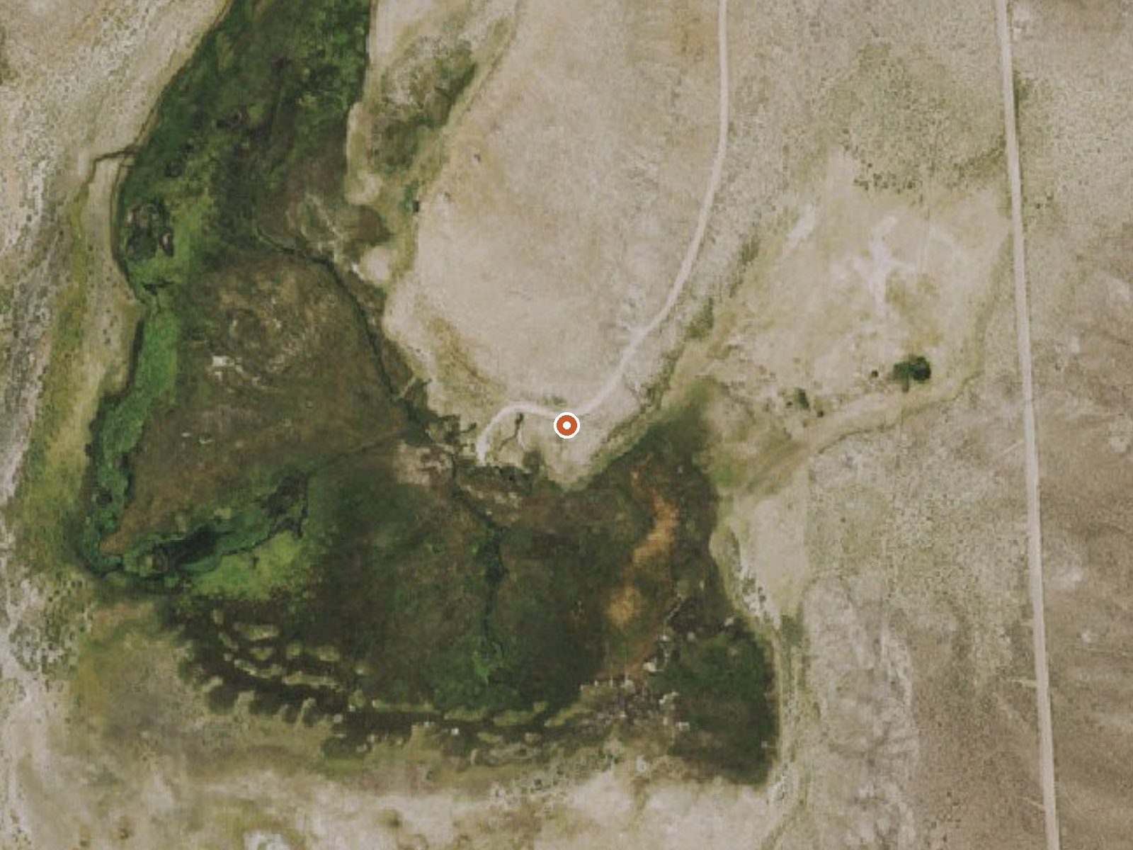 Aerial view of the ground around Potts Ranch Hot Springs