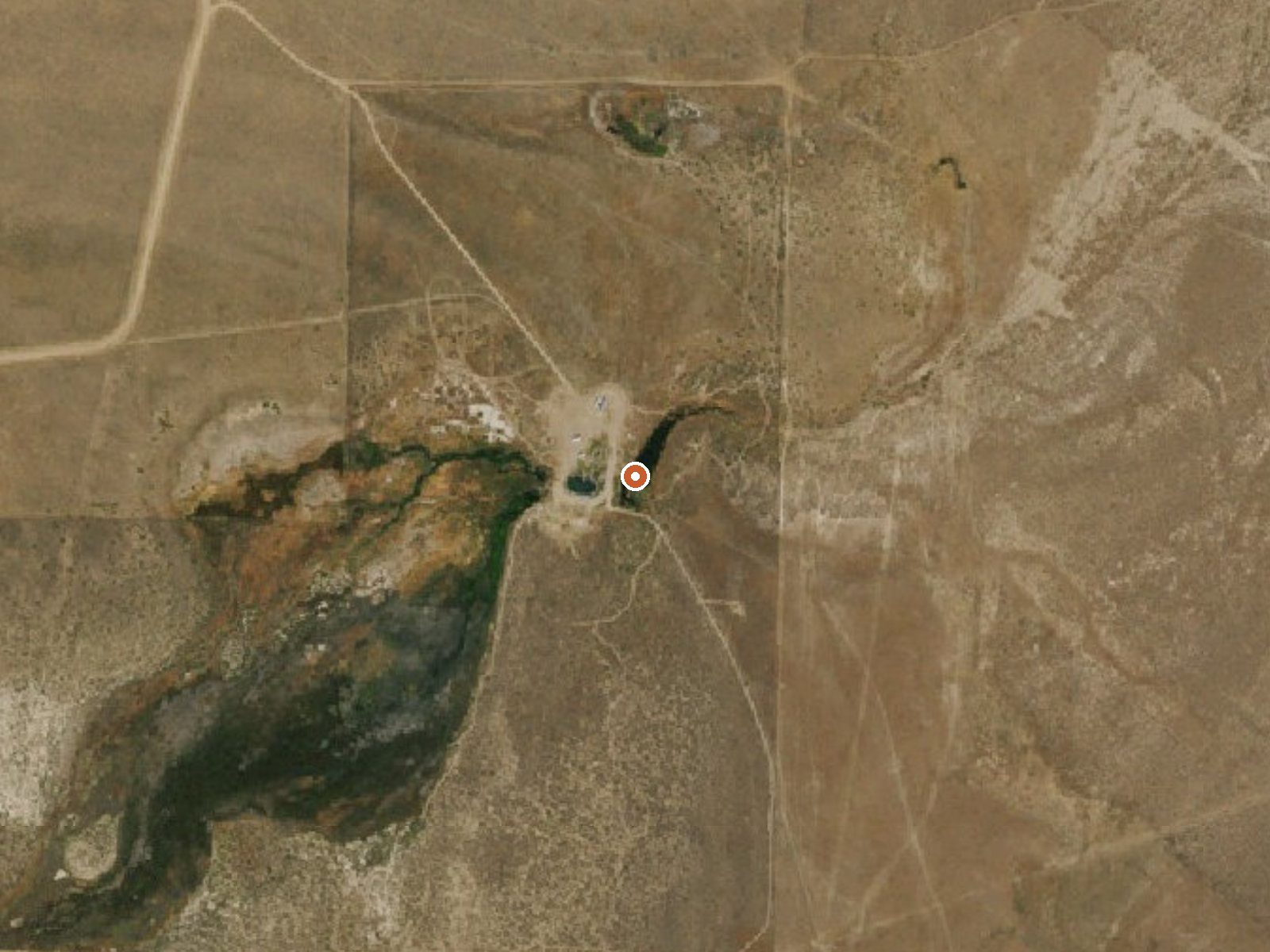 Aerial view of the ground around Howard Hot Spring