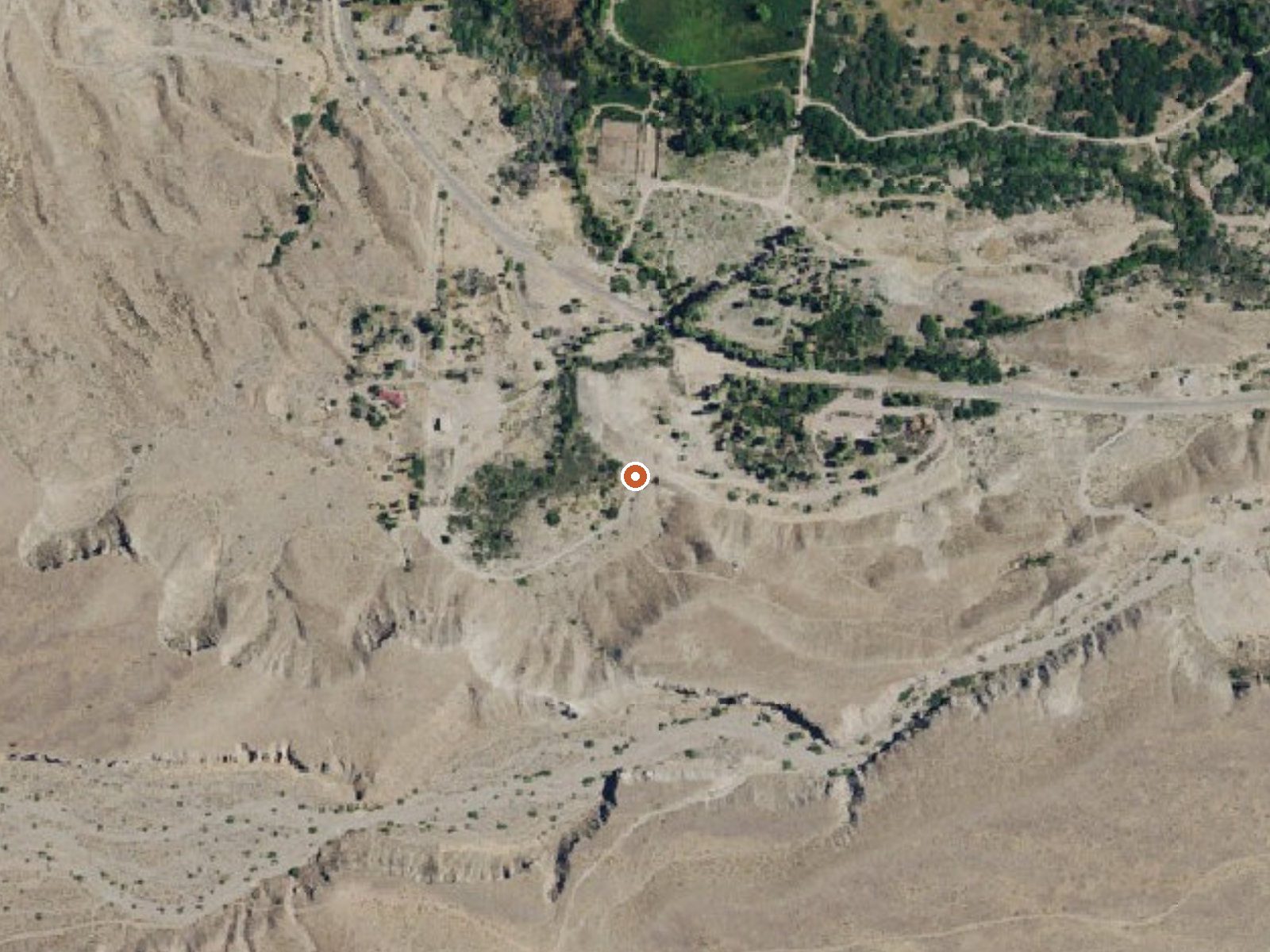 Aerial view of the ground around Moapa Warm Springs
