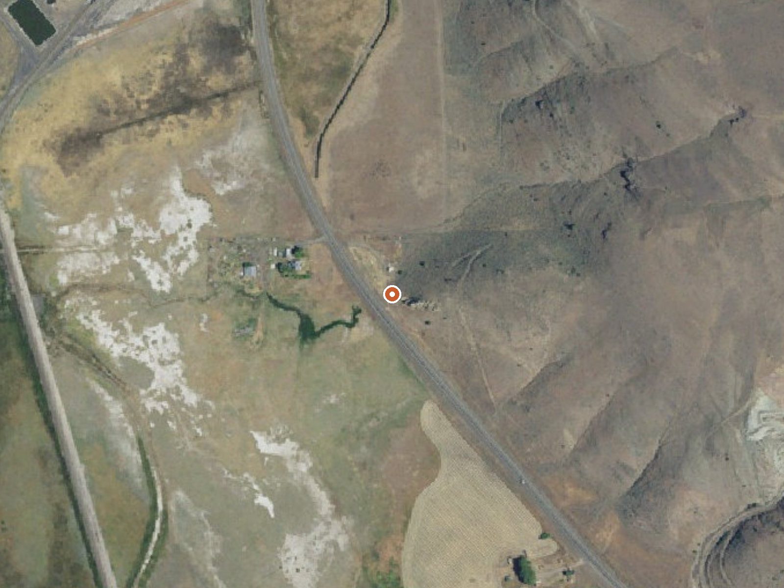 Aerial view of the ground around Barry Ranch Hot Springs