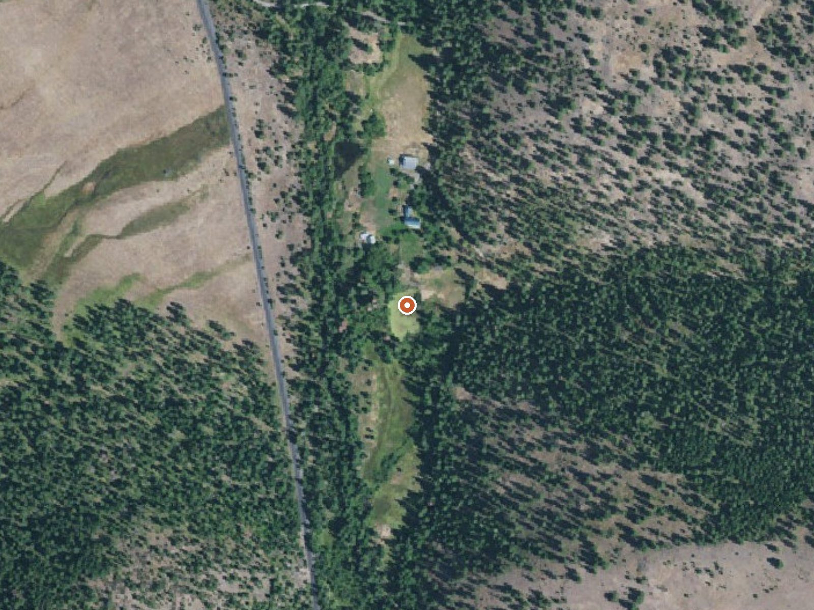 Aerial view of the ground around Blue Mountain Hot Springs