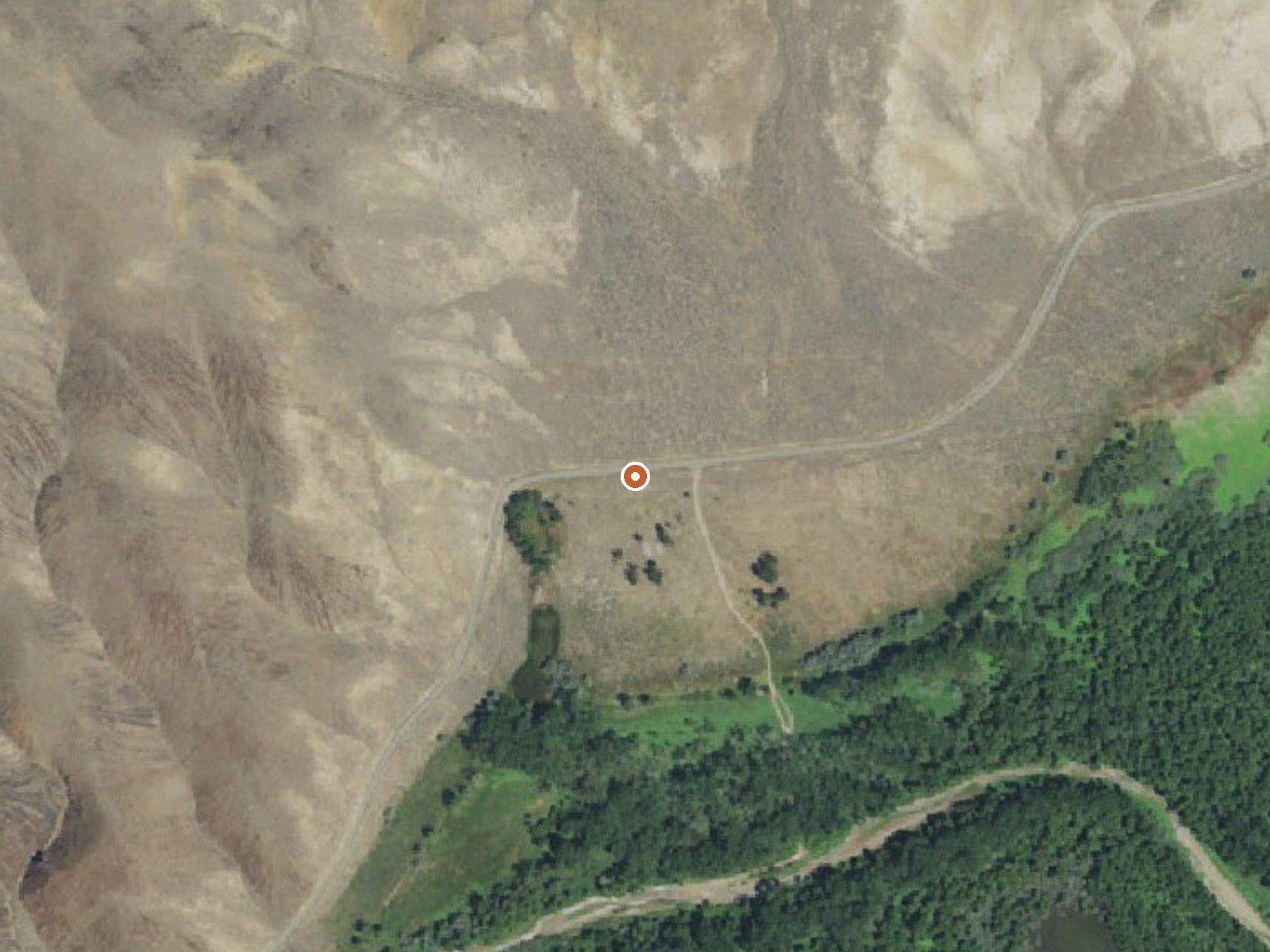 Aerial view of the ground around Bully Creek Spring
