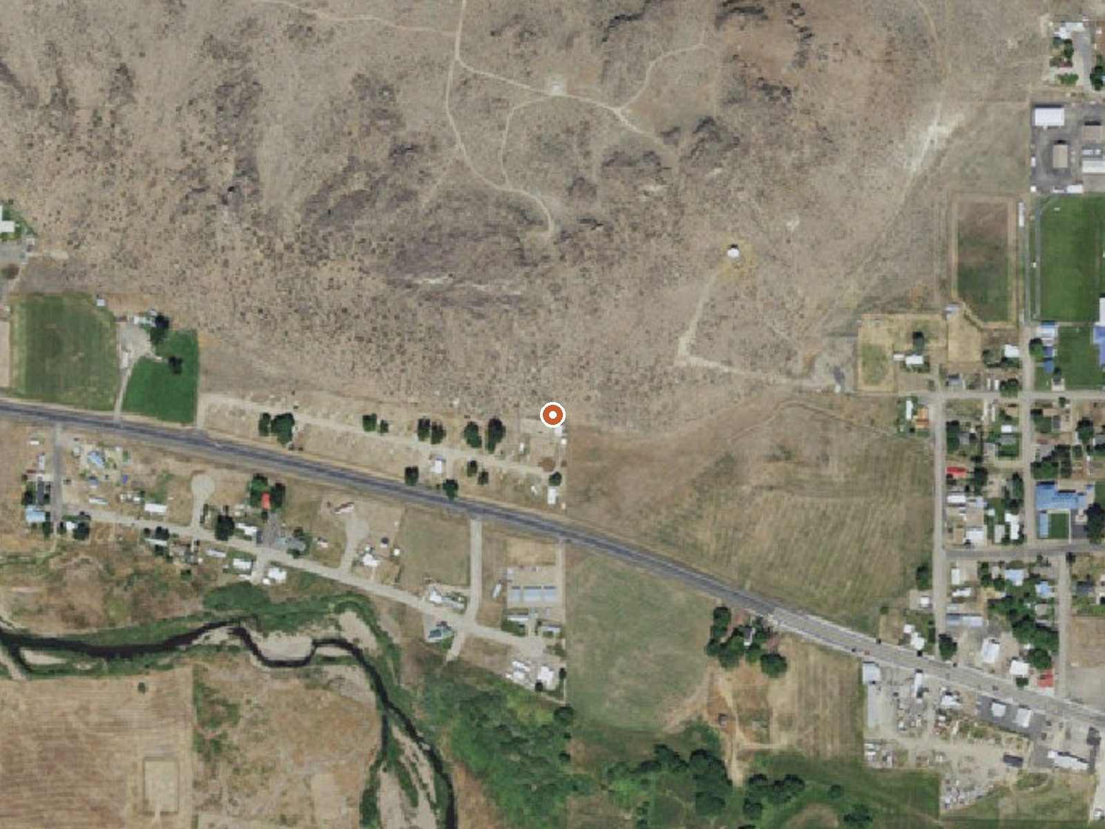 Aerial view of the ground around Canters Hot Spring
