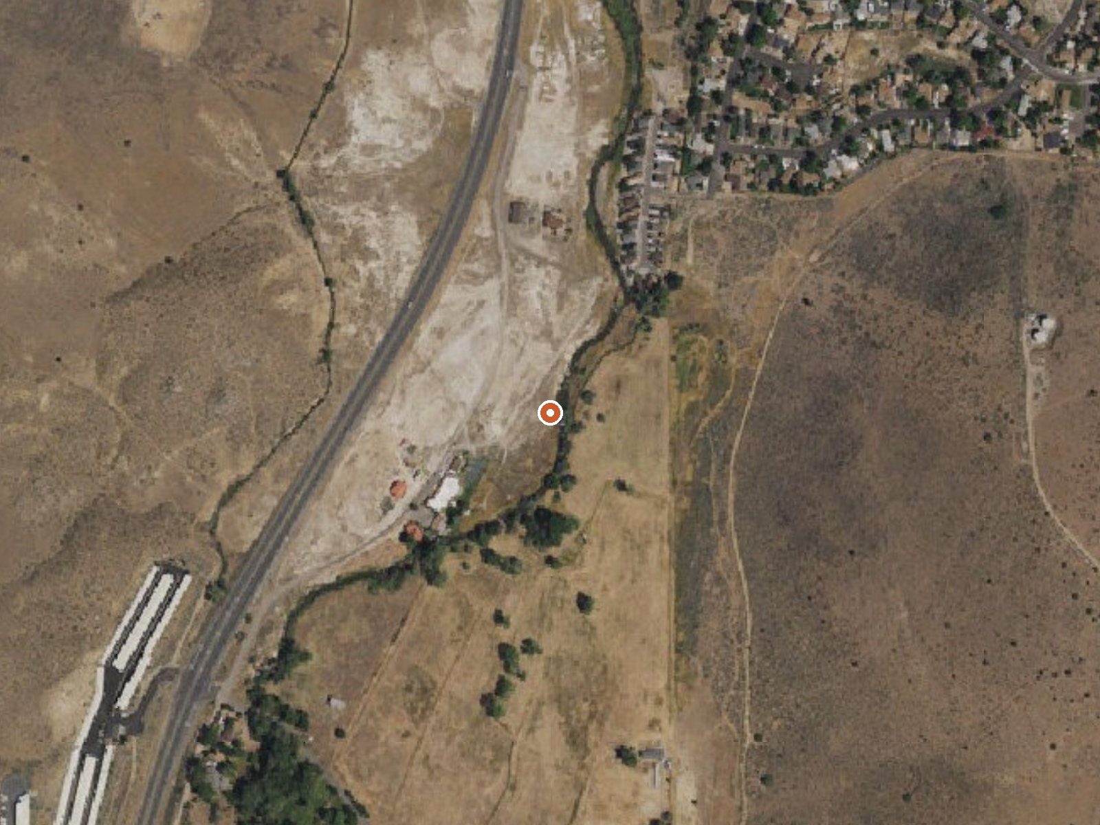Aerial view of the ground around Steamboat Springs