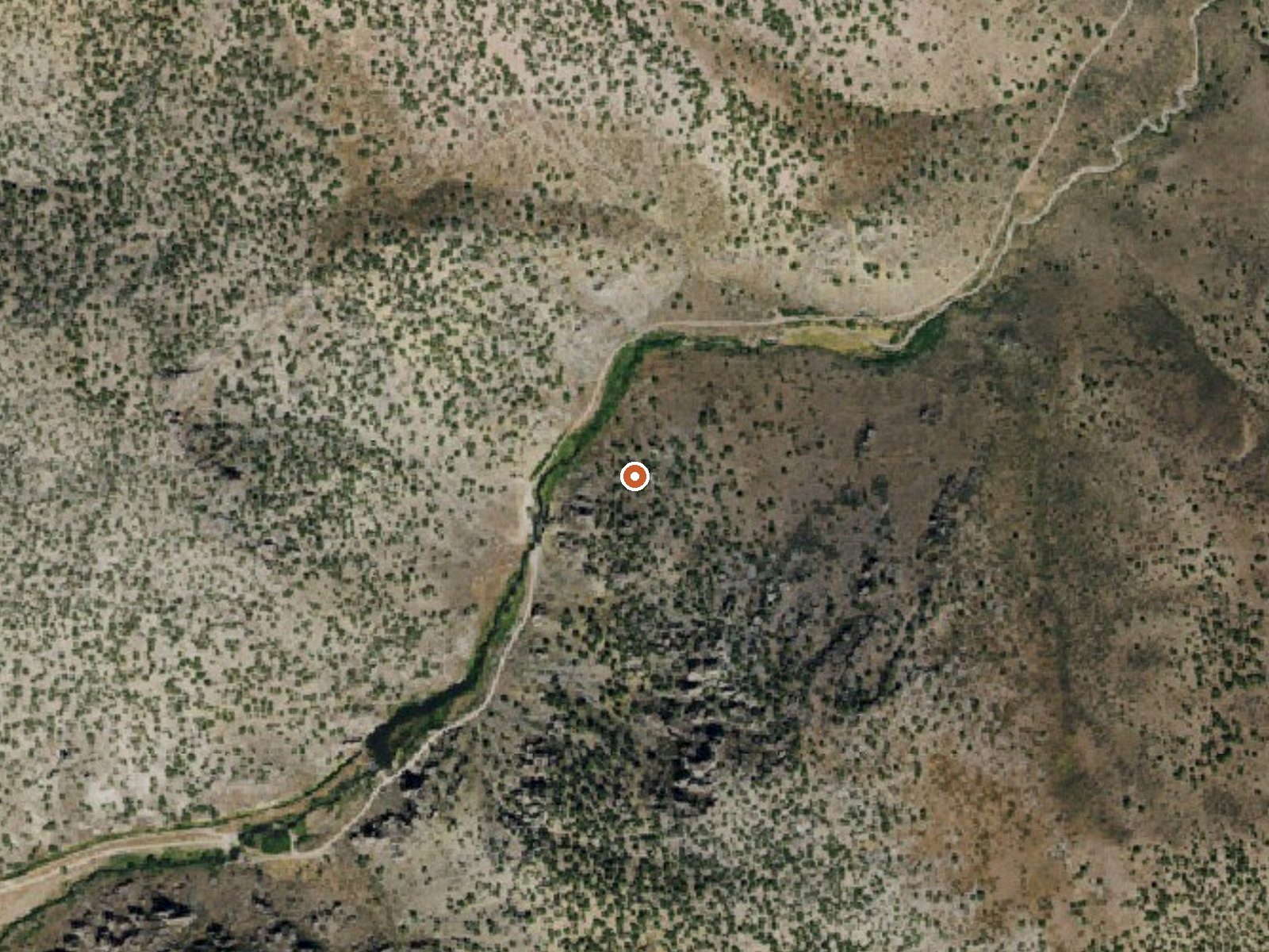 Aerial view of the ground around Twelvemile Spring