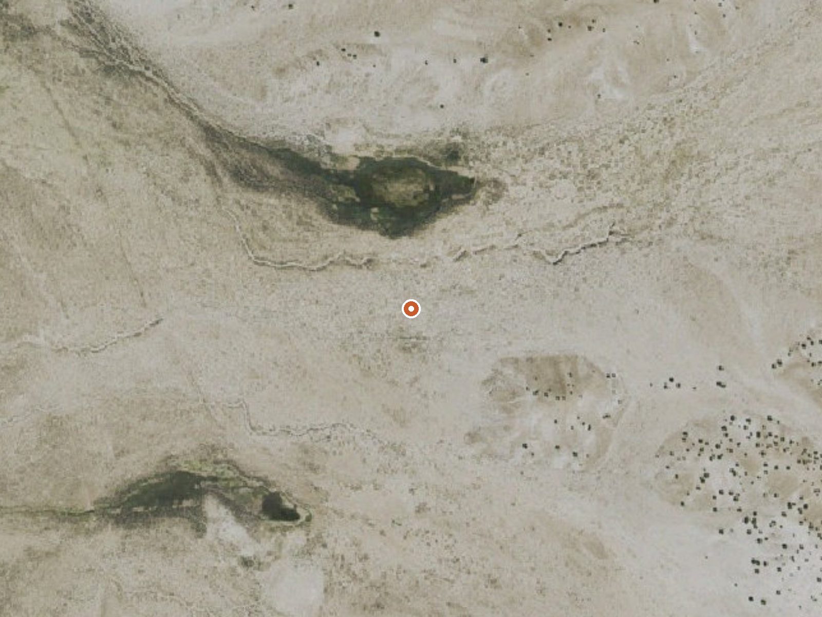 Aerial view of the ground around Upper Warm Spring, Warm Spring