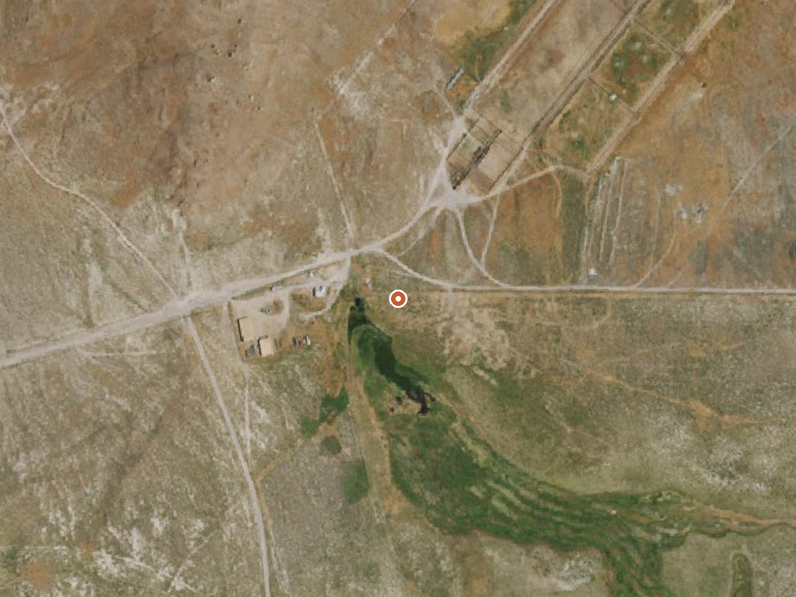 Aerial view of the ground around Warm Springs