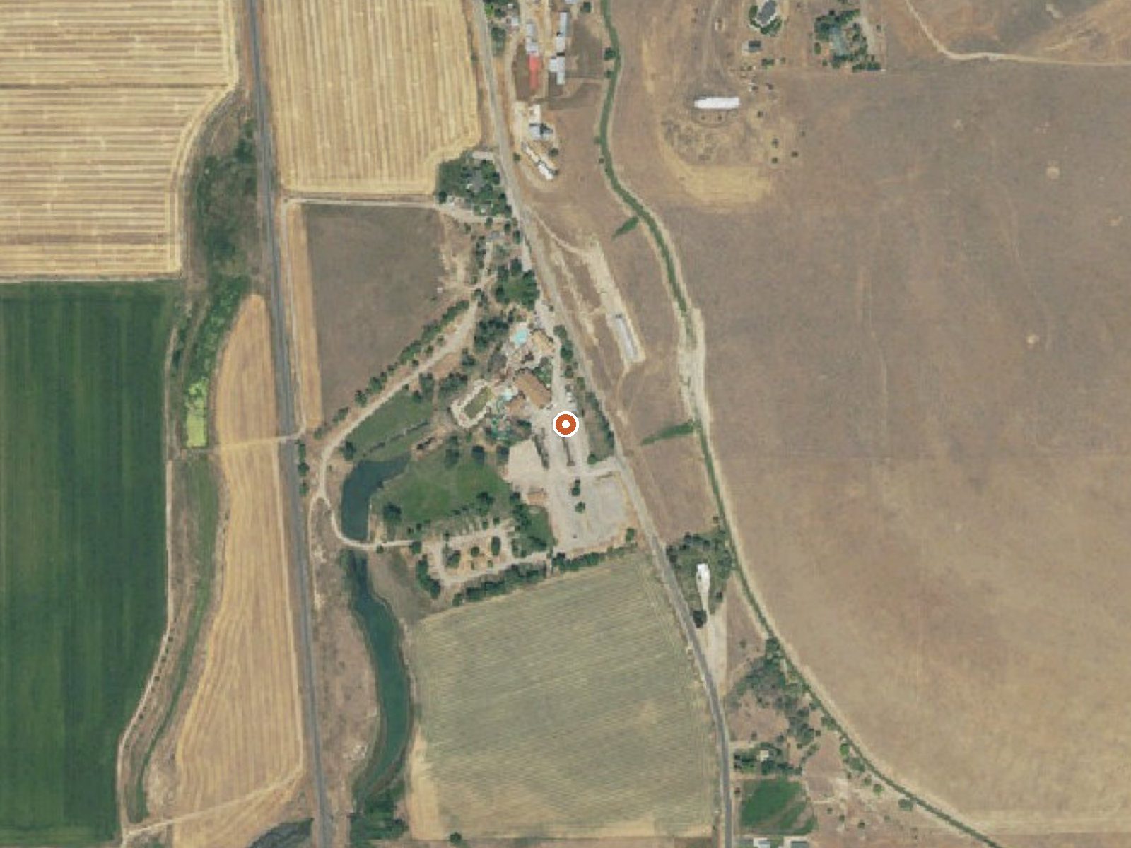 Aerial view of the ground around Crystal (Madsens) Hot Springs