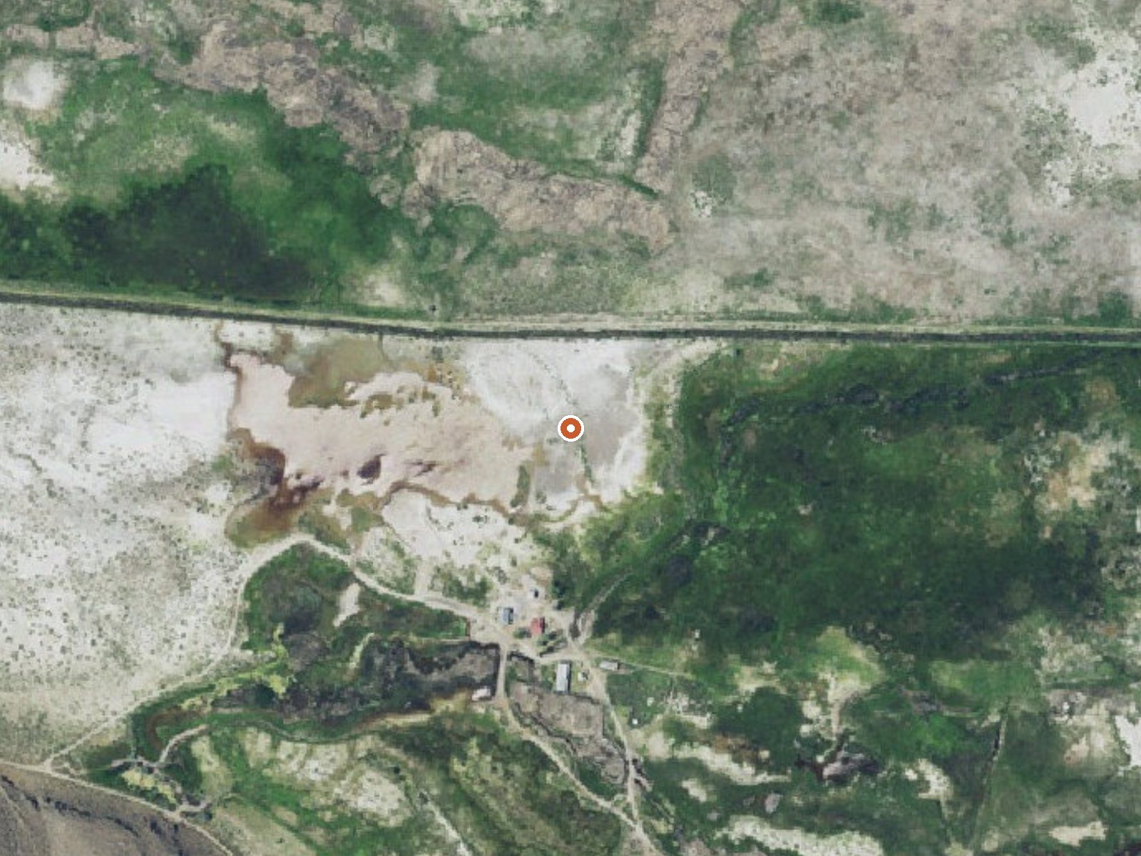 Aerial view of the ground around Johnson Spring