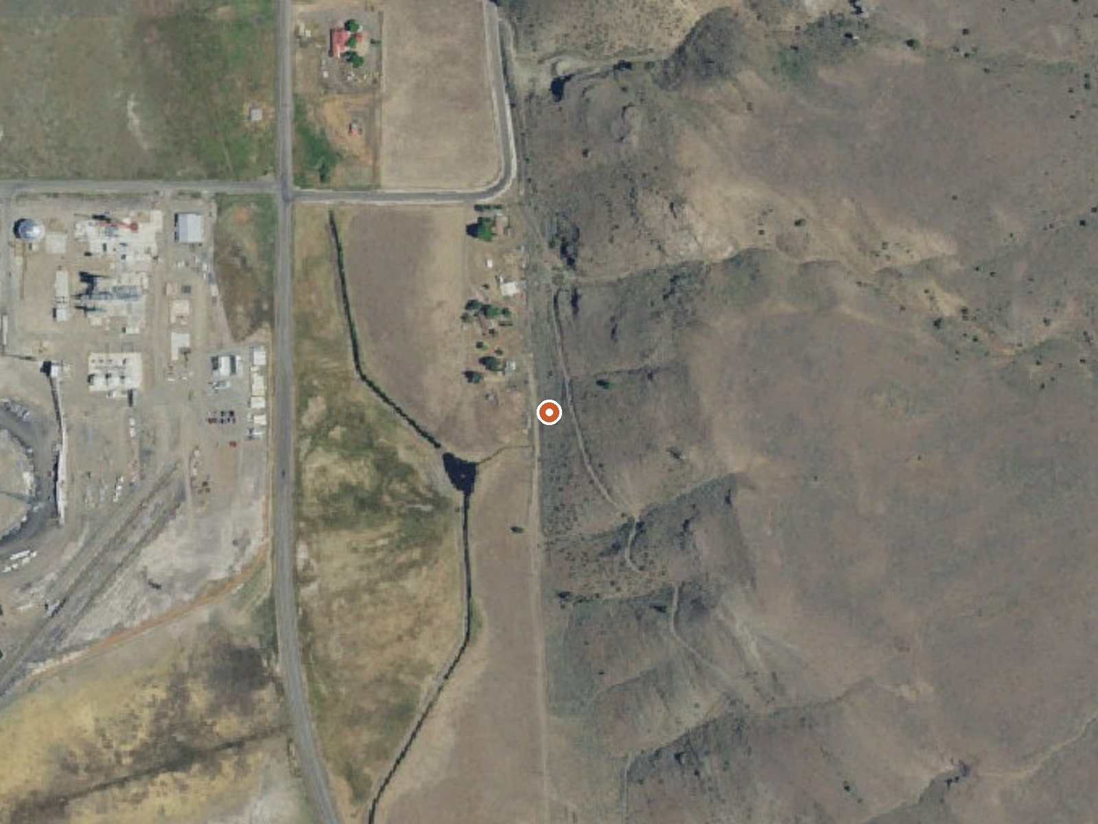 Aerial view of the ground around Leithead Hot Spring
