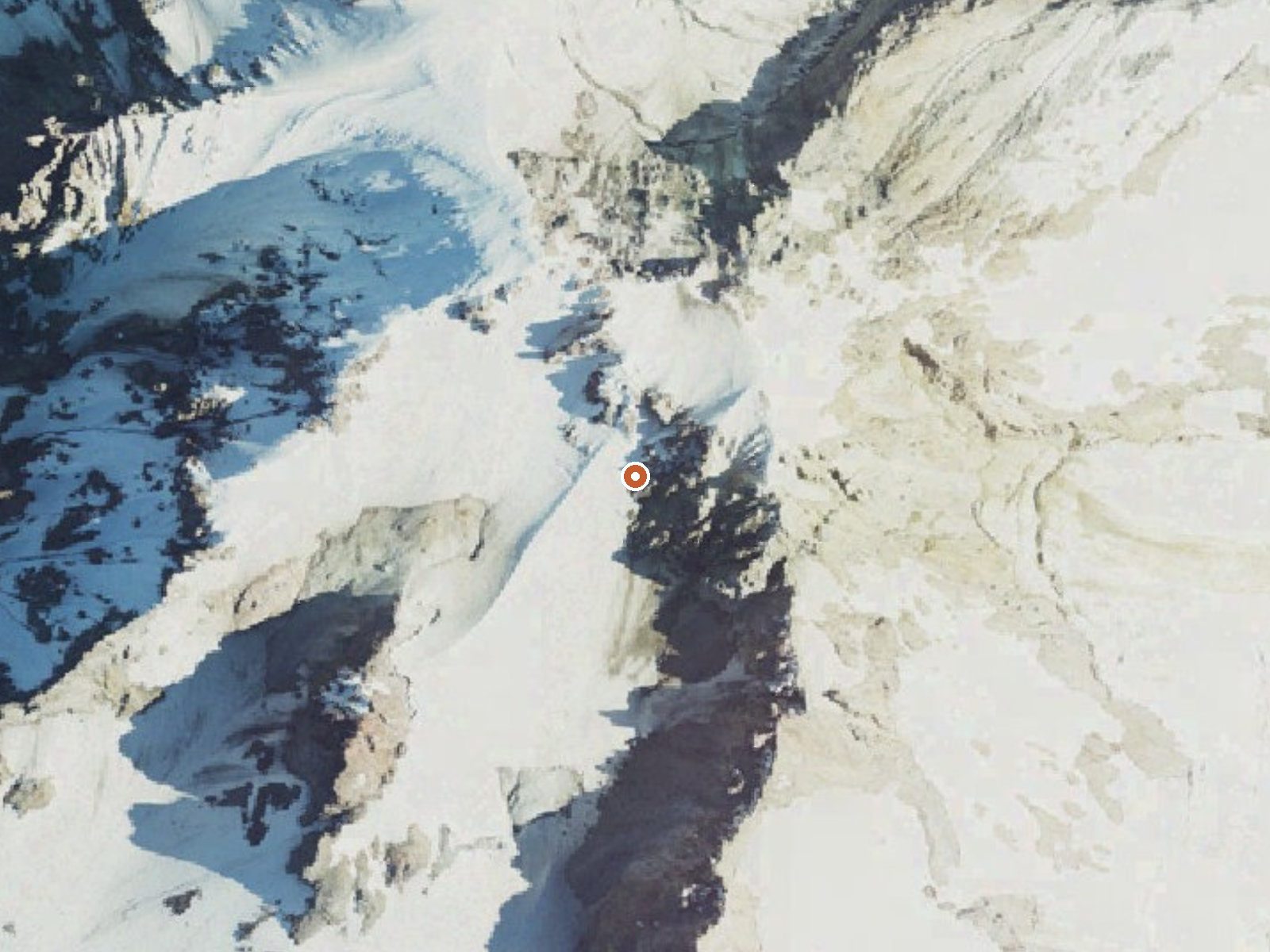 Aerial view of the ground around Mount Hood Fumaroles