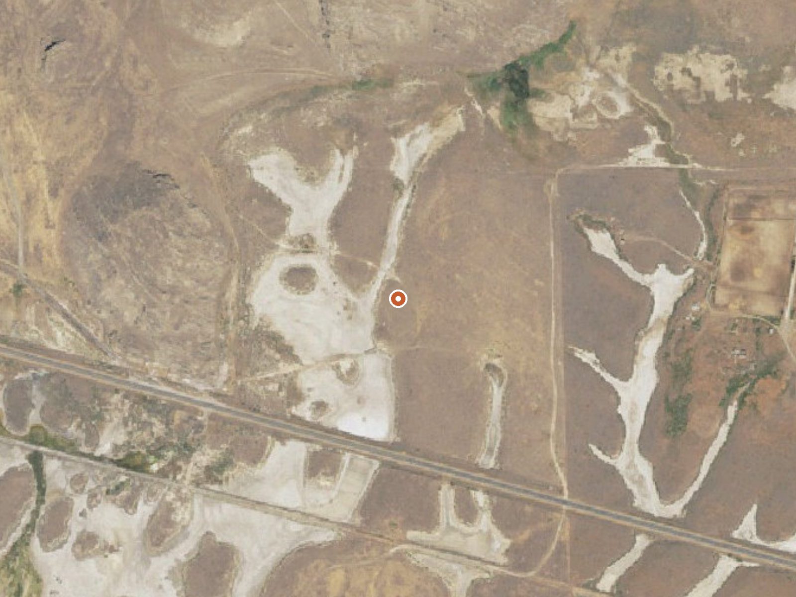Aerial view of the ground around Stinking Hot Springs