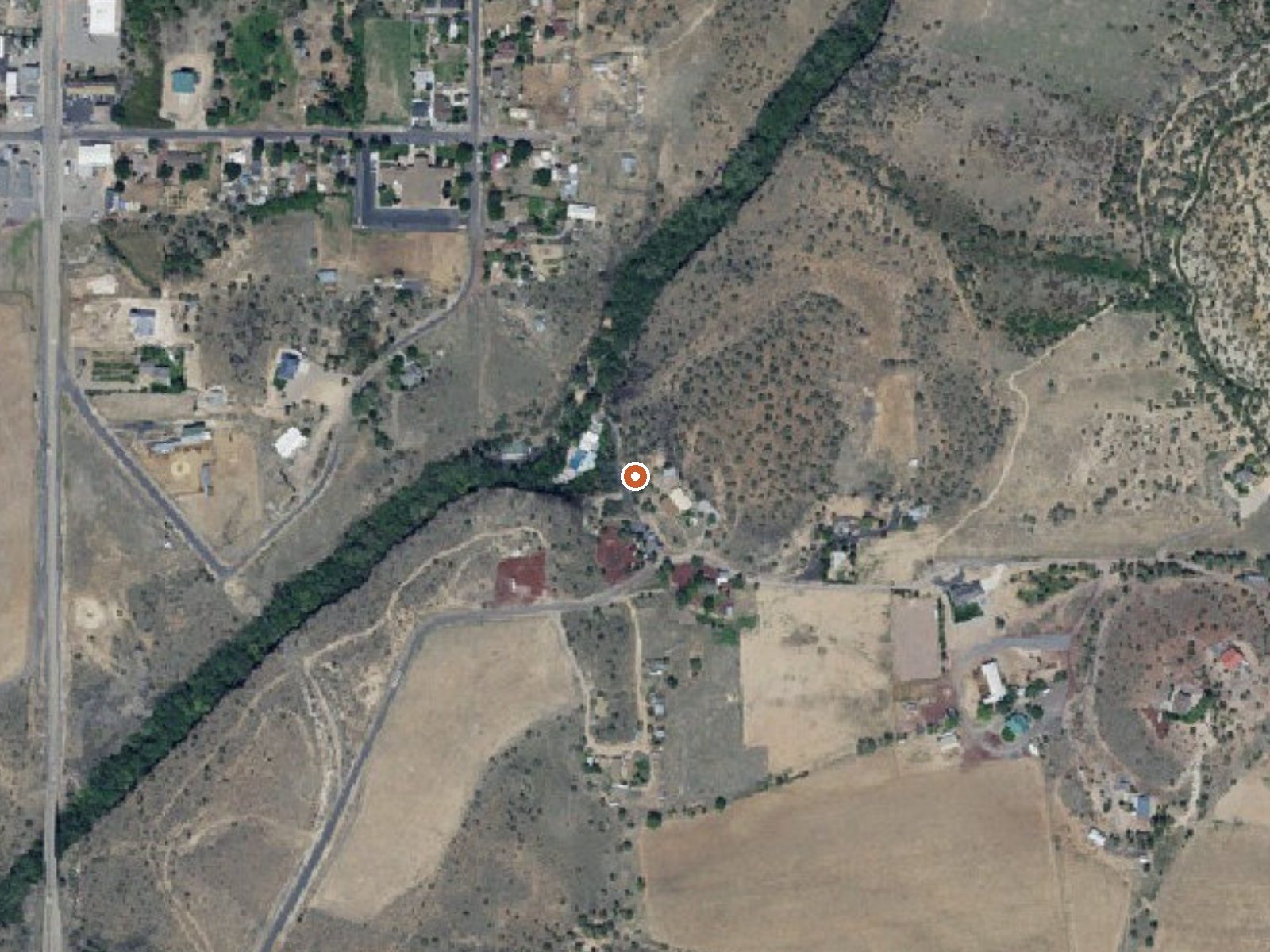 Aerial view of the ground around Veyo Hot Spring