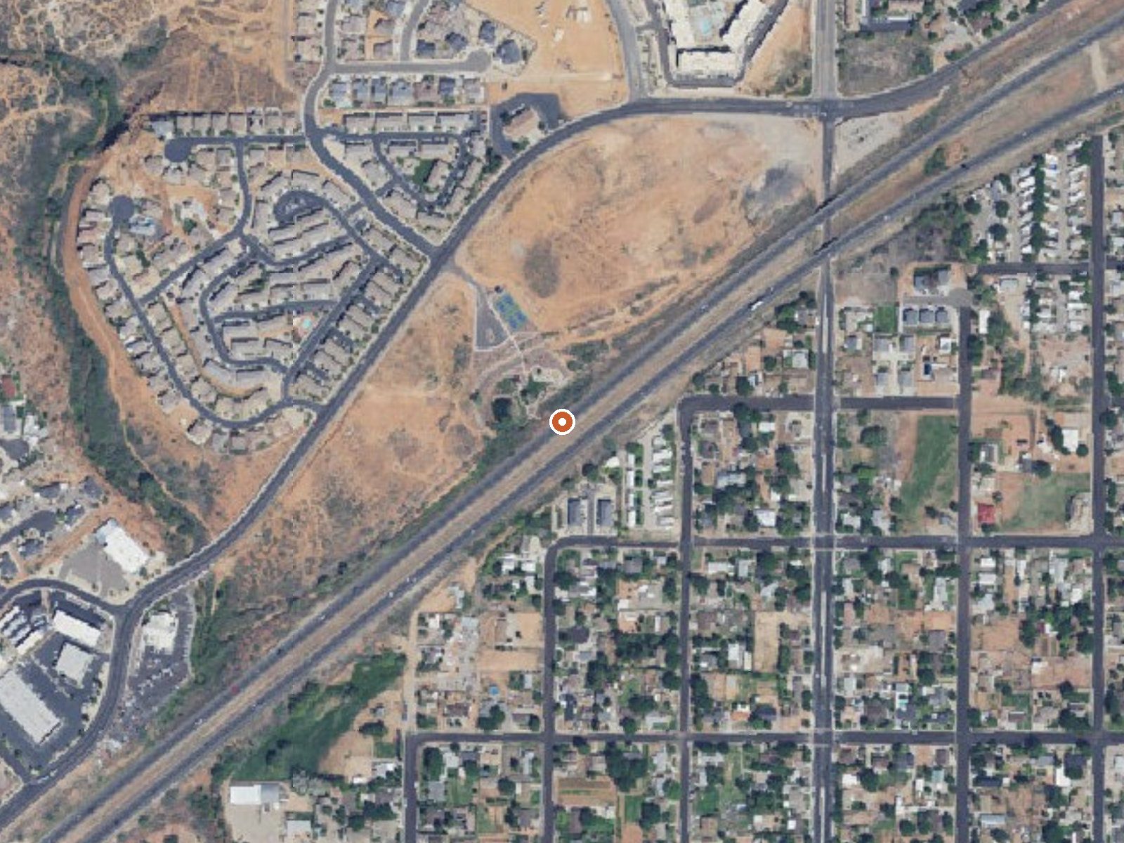 Aerial view of the ground around Warm Spring
