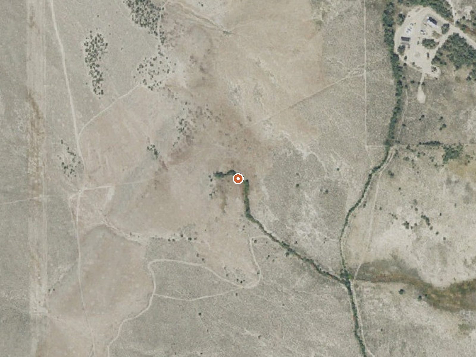 Aerial view of the ground around Warm Spring