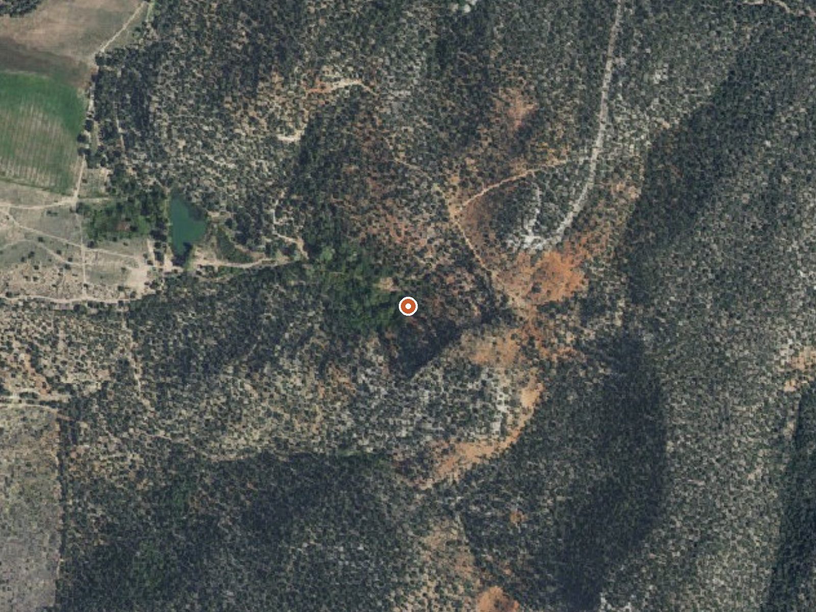Aerial view of the ground around Irvine Spring