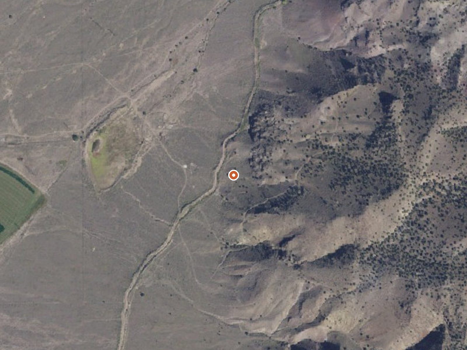 Aerial view of the ground around Johnson Warm Spring