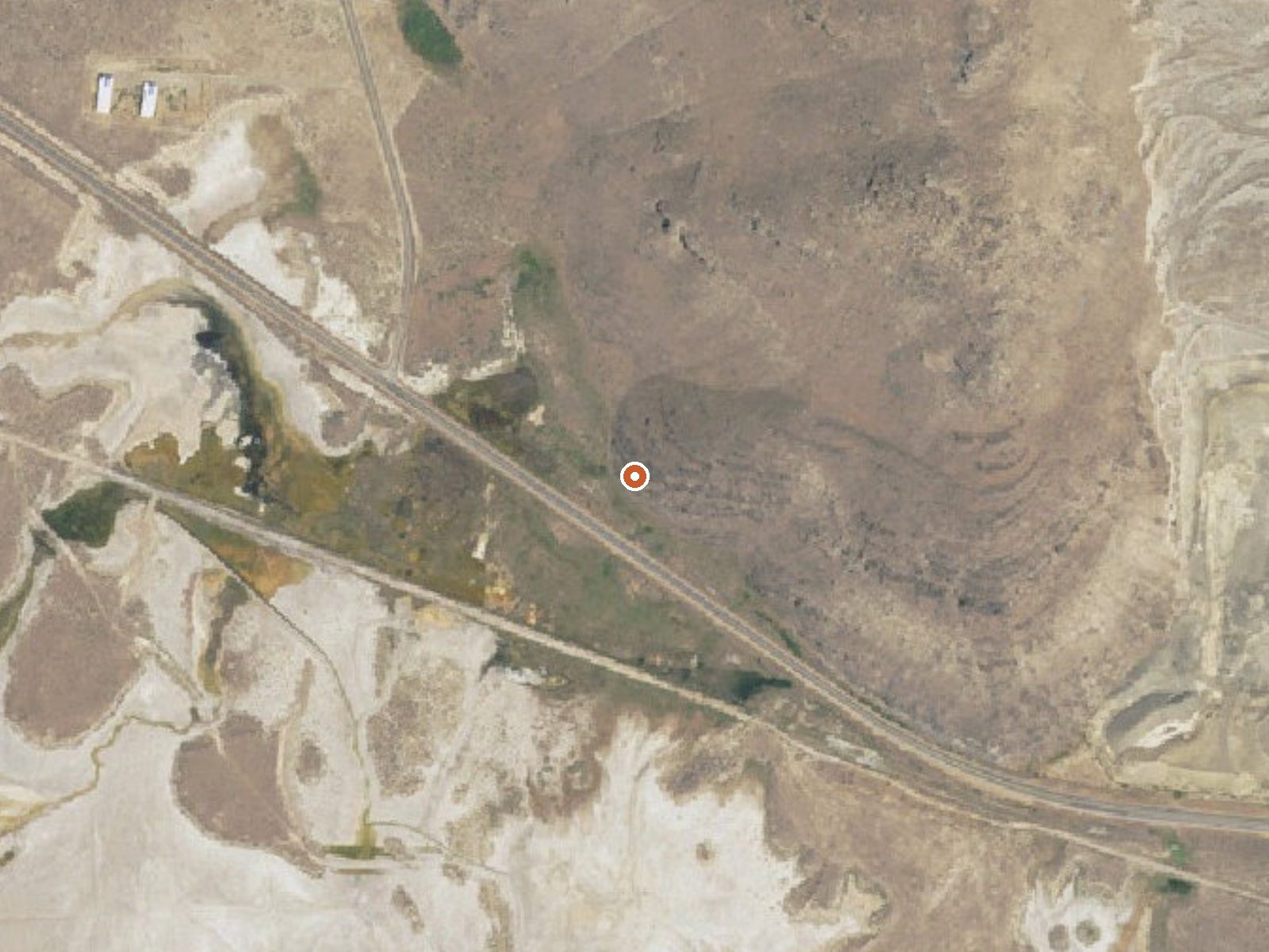 Aerial view of the ground around Little Mountain Hot Spring