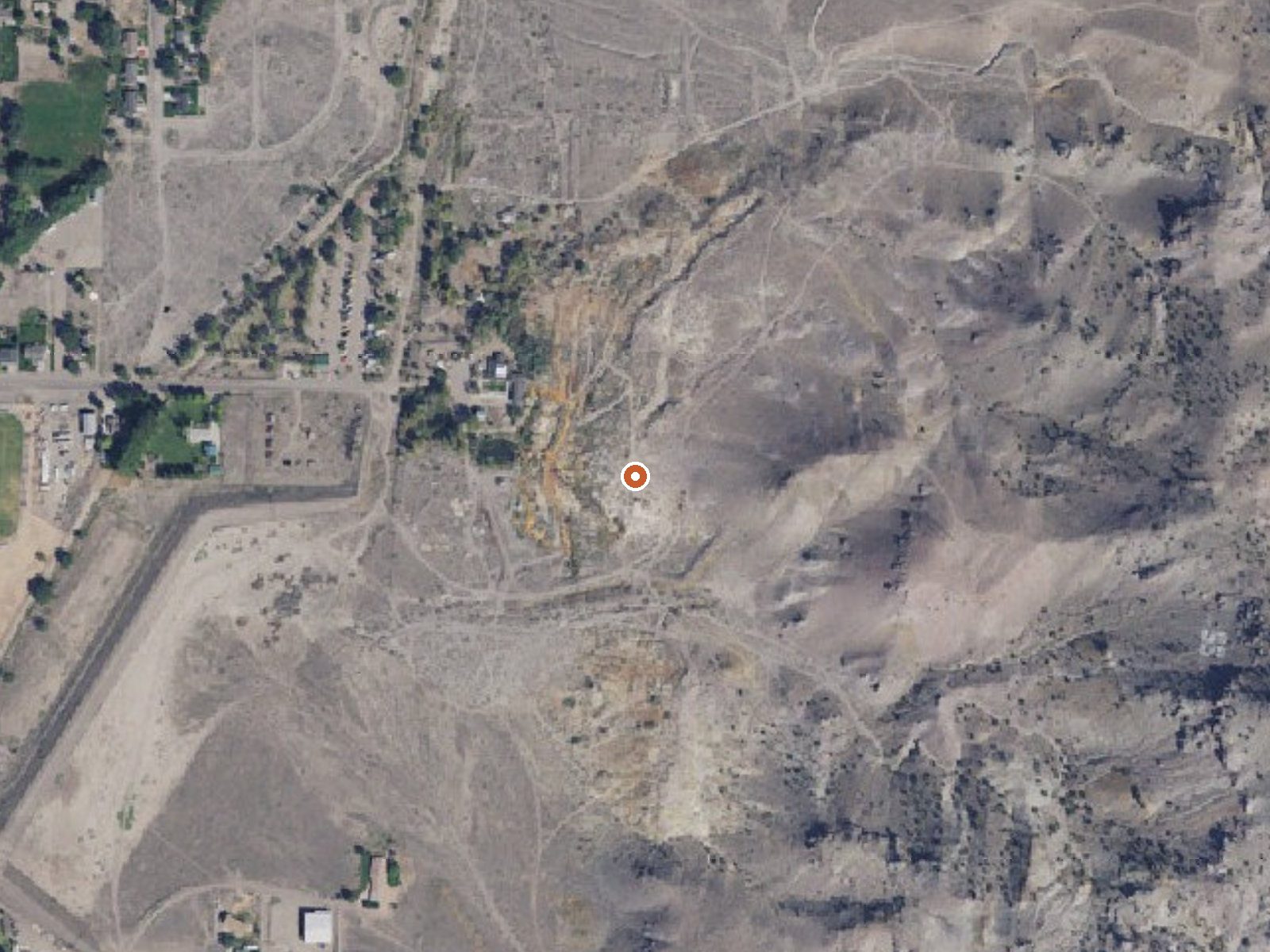 Aerial view of the ground around Monroe (Cooper) Hot Springs
