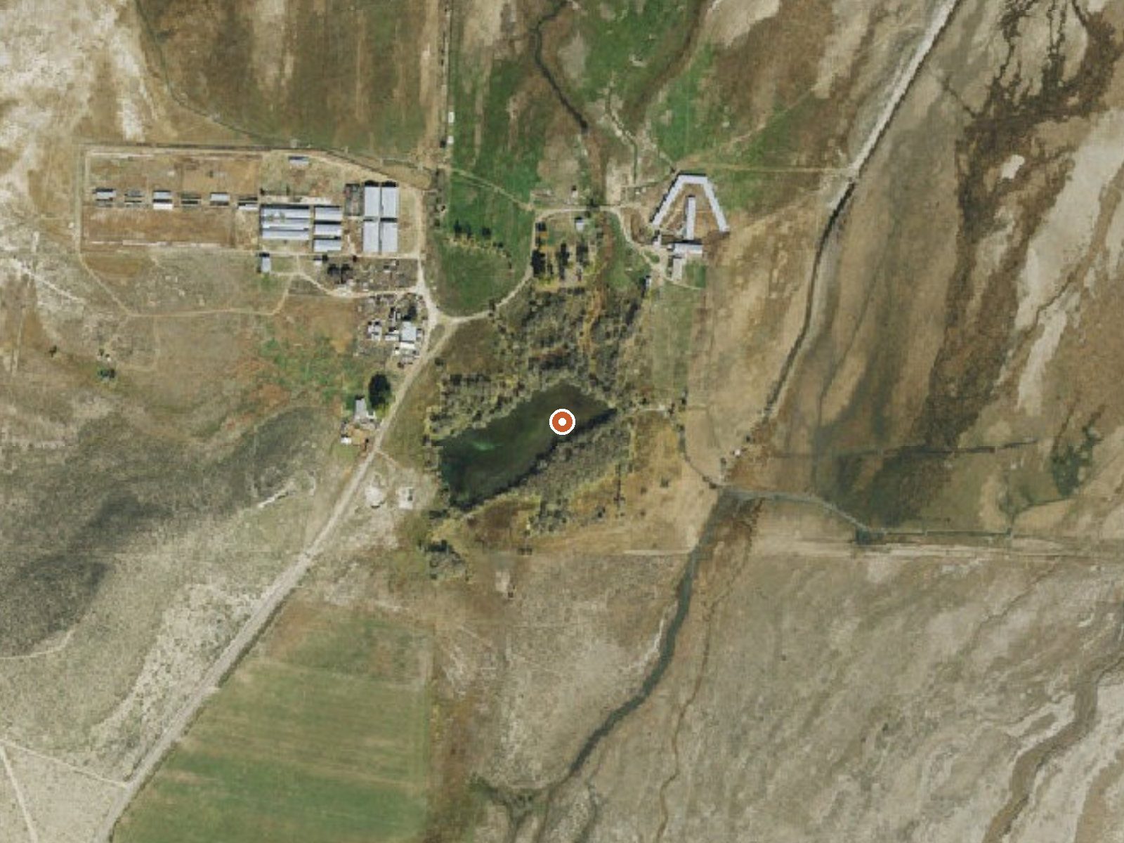 Aerial view of the ground around Morgans Warm Spring