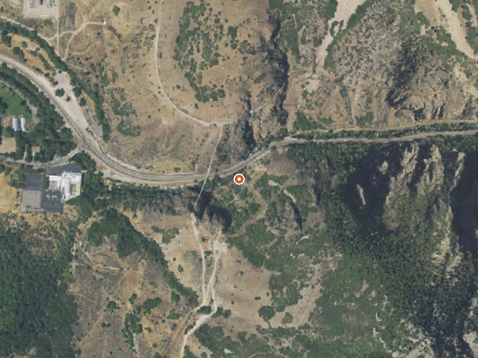 Aerial view of the ground around Ogden Hot Spring