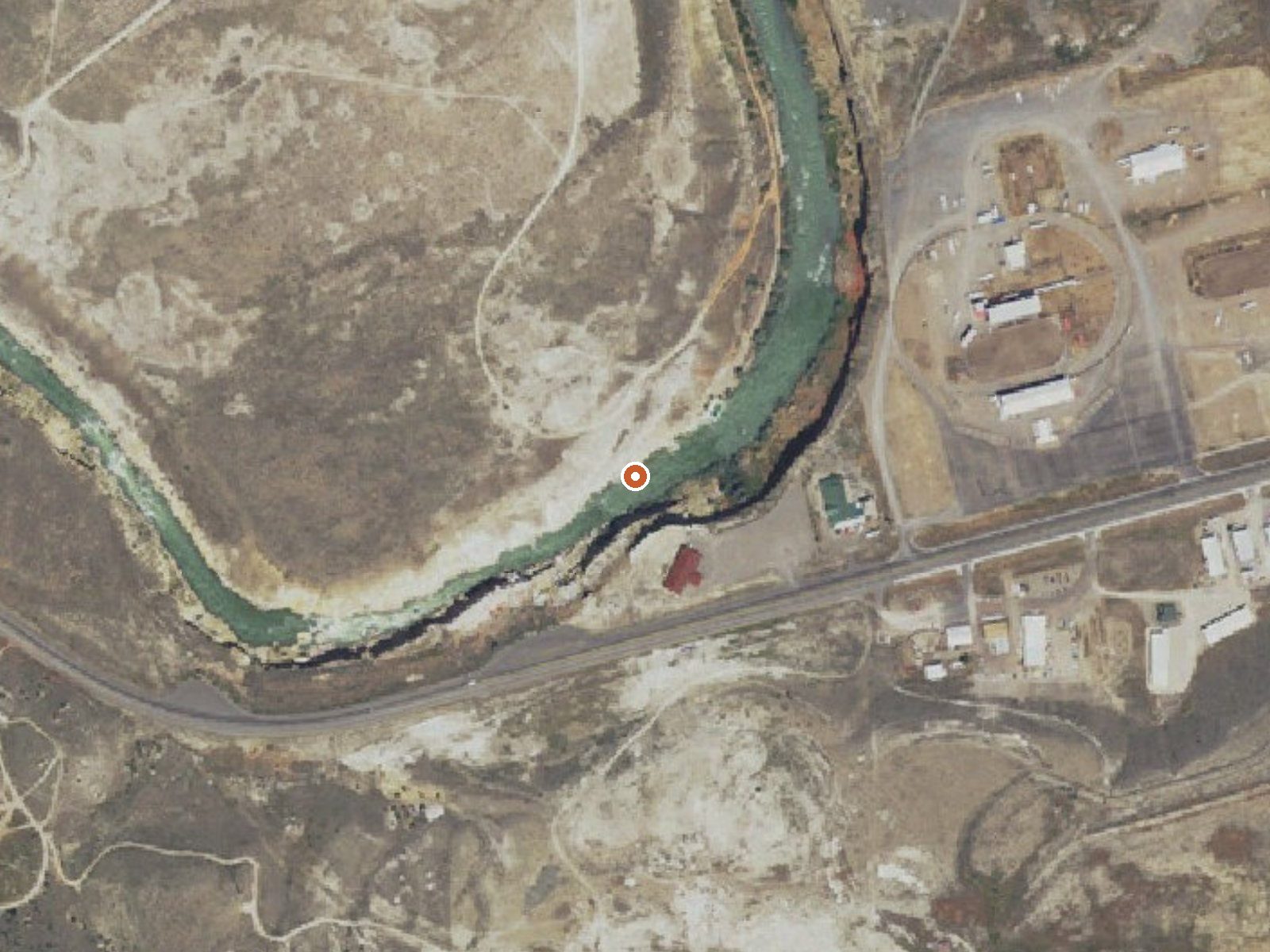 Aerial view of the ground around De Maris Springs