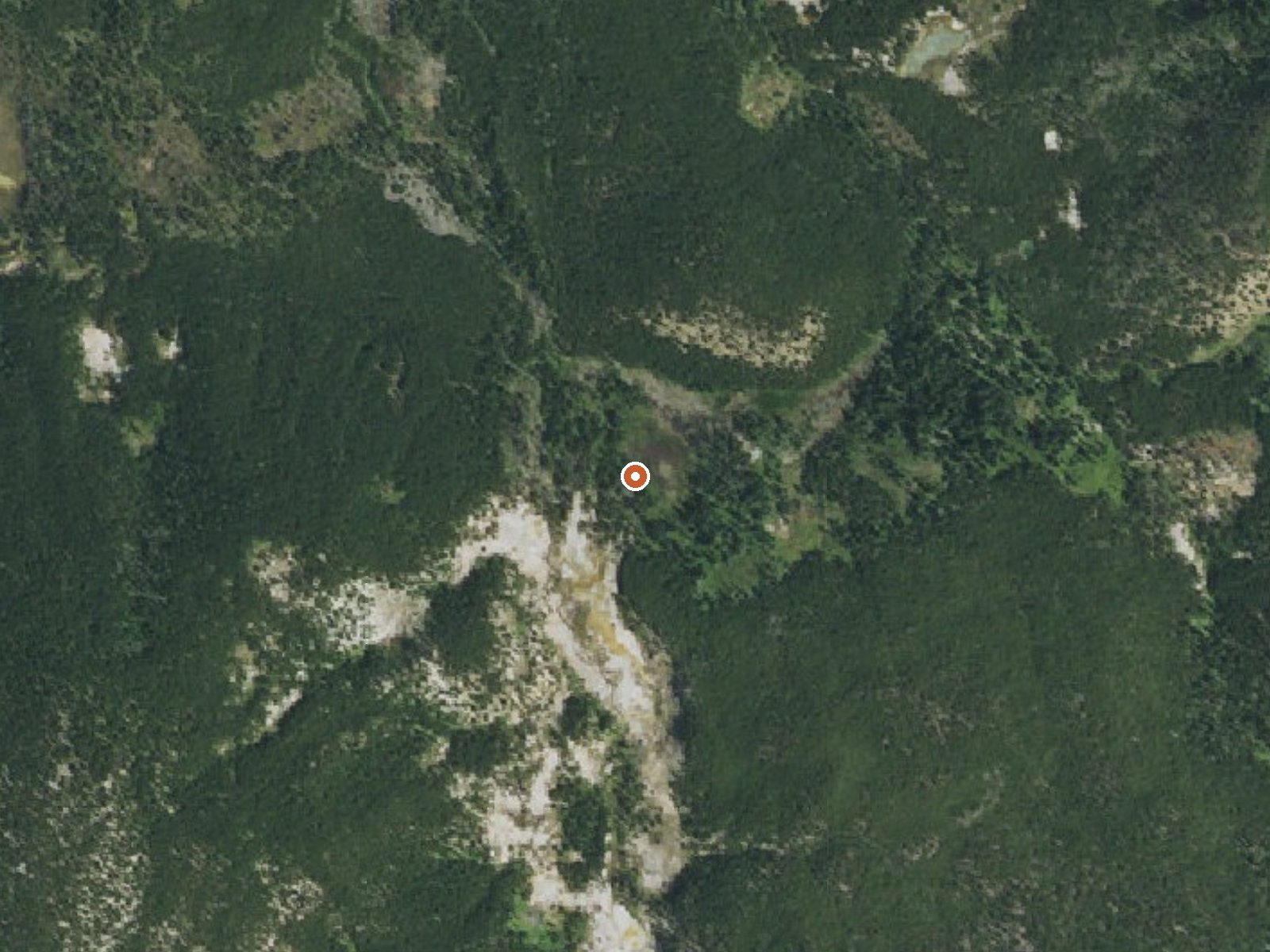 Aerial view of the ground around Geyser Springs Group