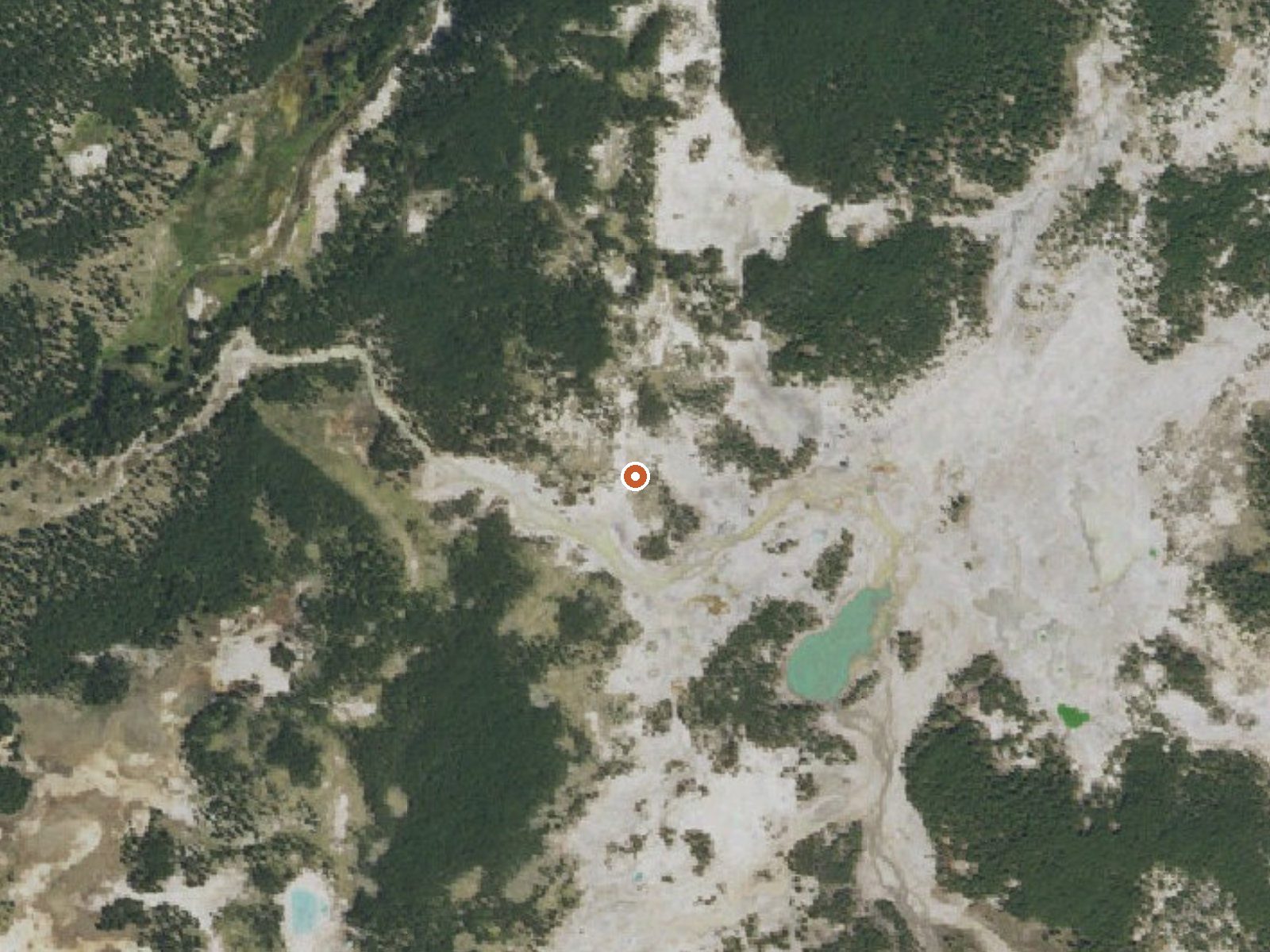 Aerial view of the ground around Horseshoe Spring
