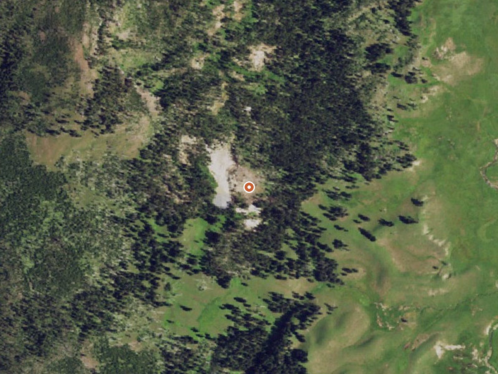Aerial view of the ground around Hot Spring
