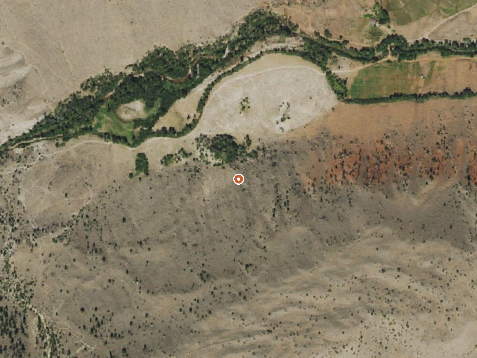 Aerial view of the ground around Jakeys Fork Spring