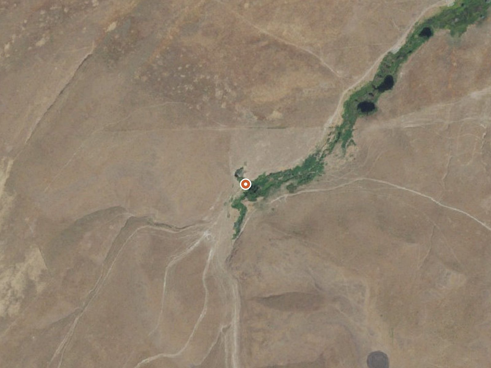 Aerial view of the ground around Warm Springs Canyon Warm Spring