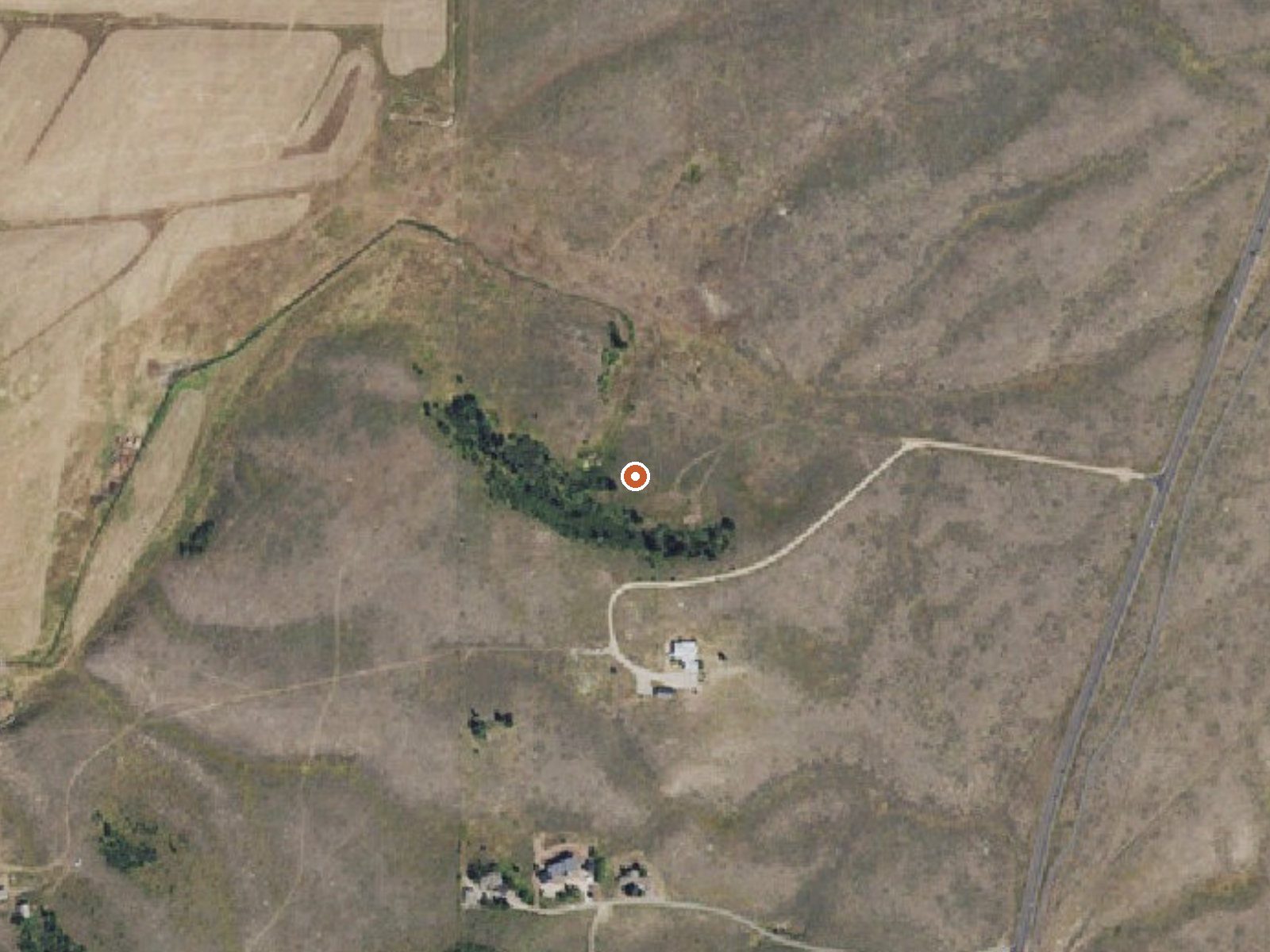 Aerial view of the ground around Abercrombie Warm Springs