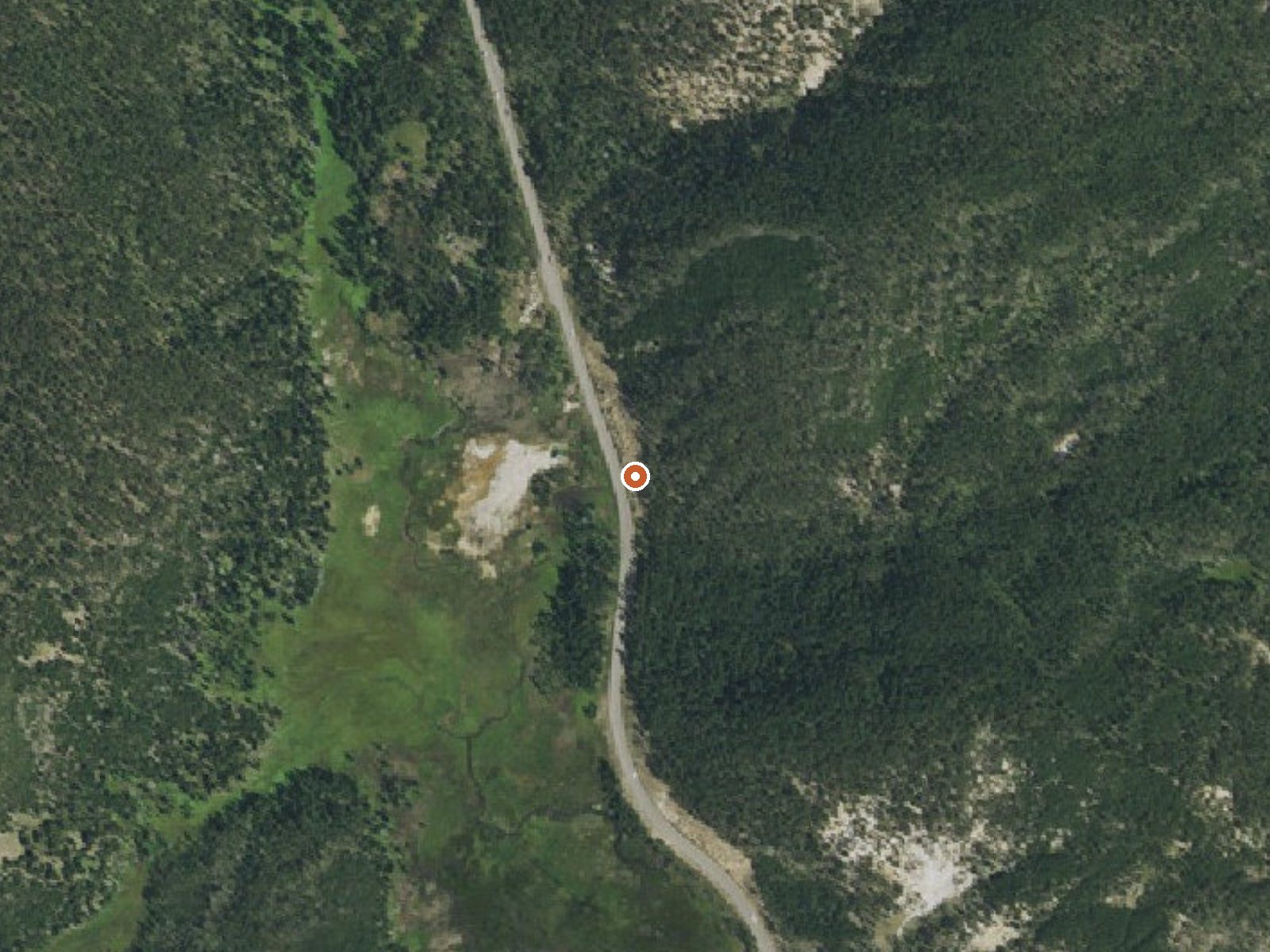Aerial view of the ground around Bijah Spring