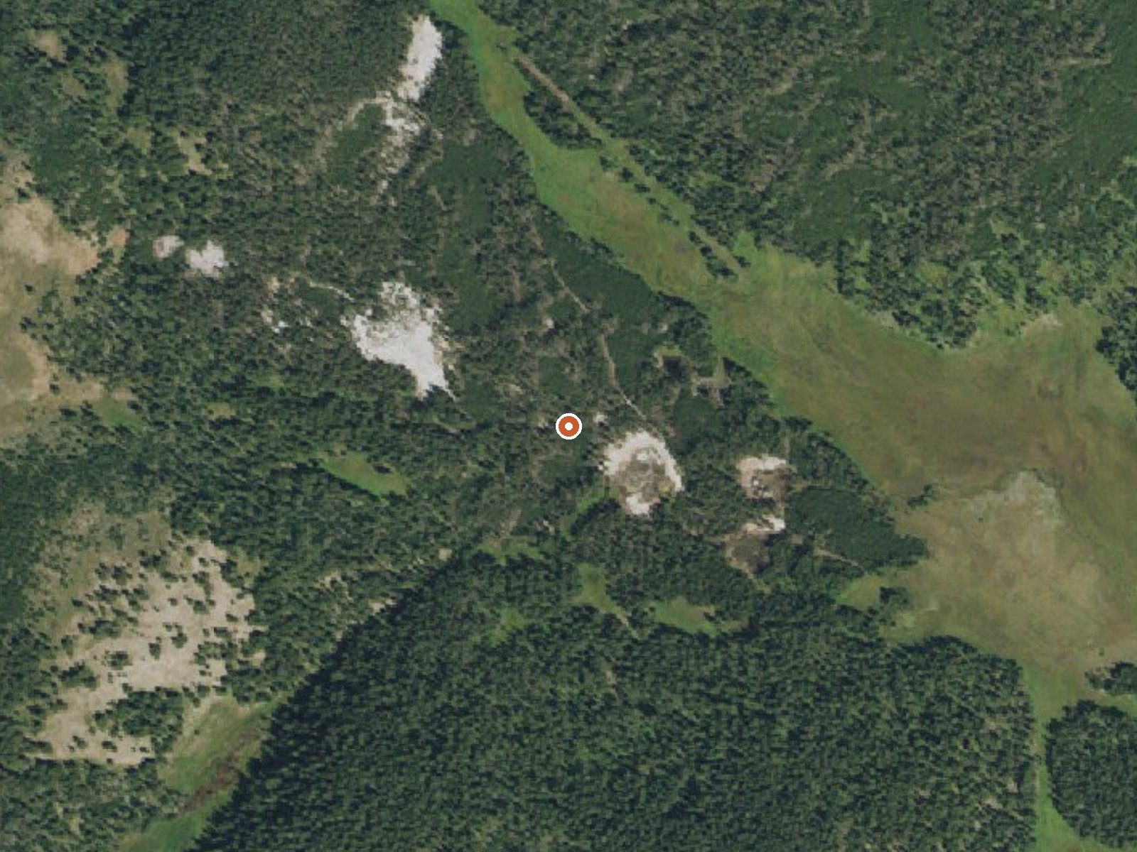 Aerial view of the ground around Whiterock Springs